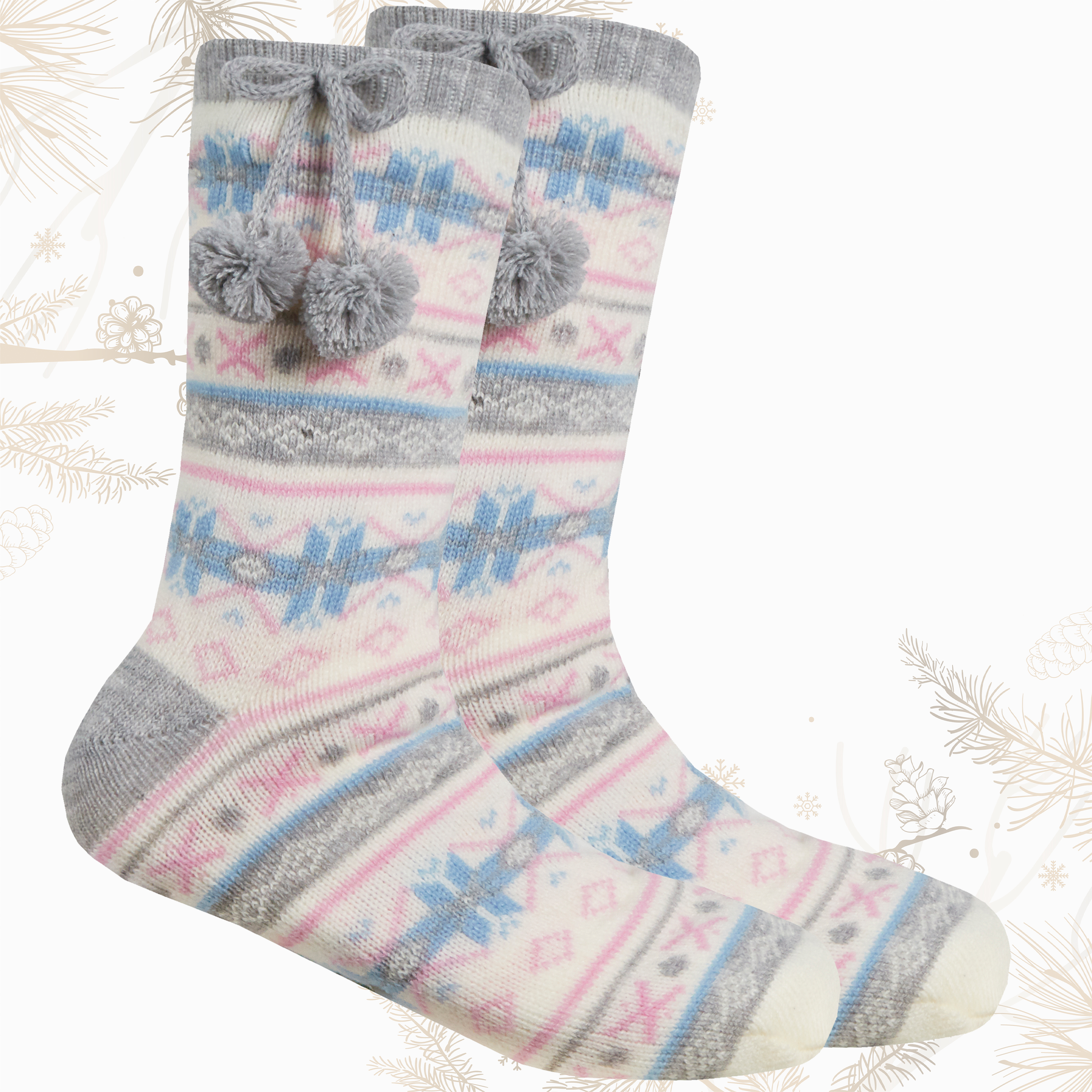 2 Pairs Mum and Daughter Set Lounge Chunky Slippers Socks Gift Christmas Knit UK - Picture 7 of 9