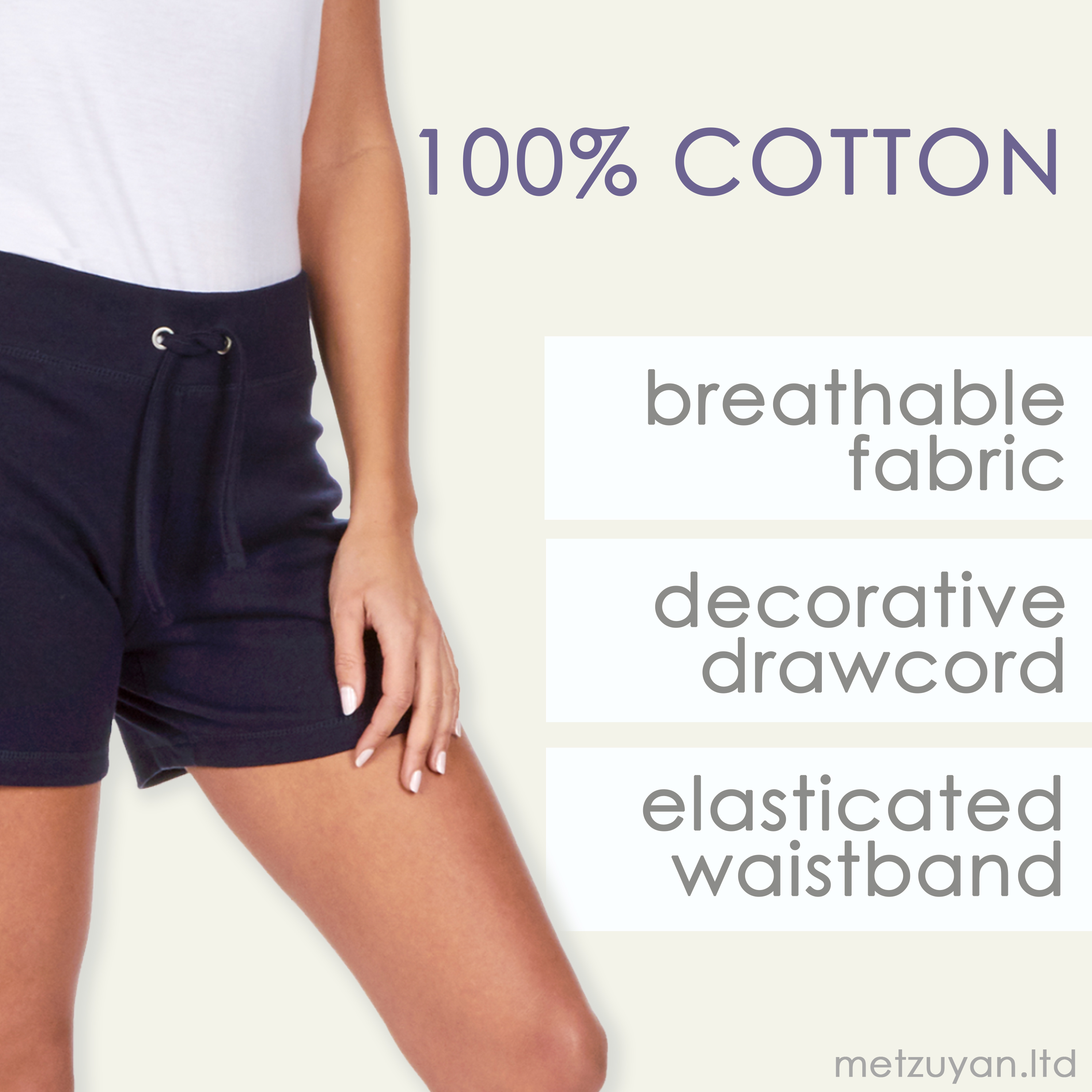Womens Shorts Size 10 12 14 16 18 20 22 Cotton Elastic Waist Navy Gym Pants Yoga - Picture 4 of 5