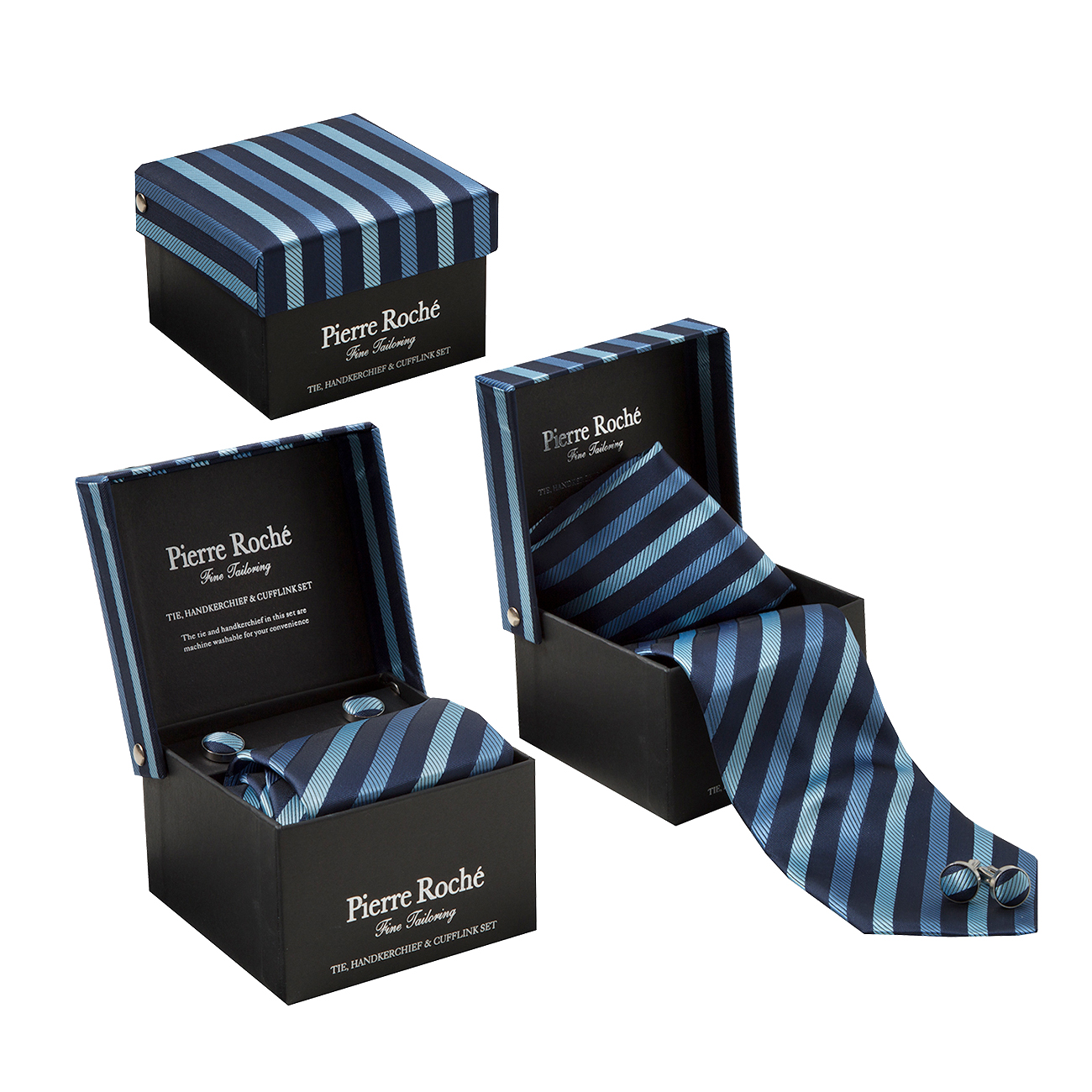 Mens Tie Handkerchief Cufflink Set Hanky Formal Business Office Wedding Gift Box 