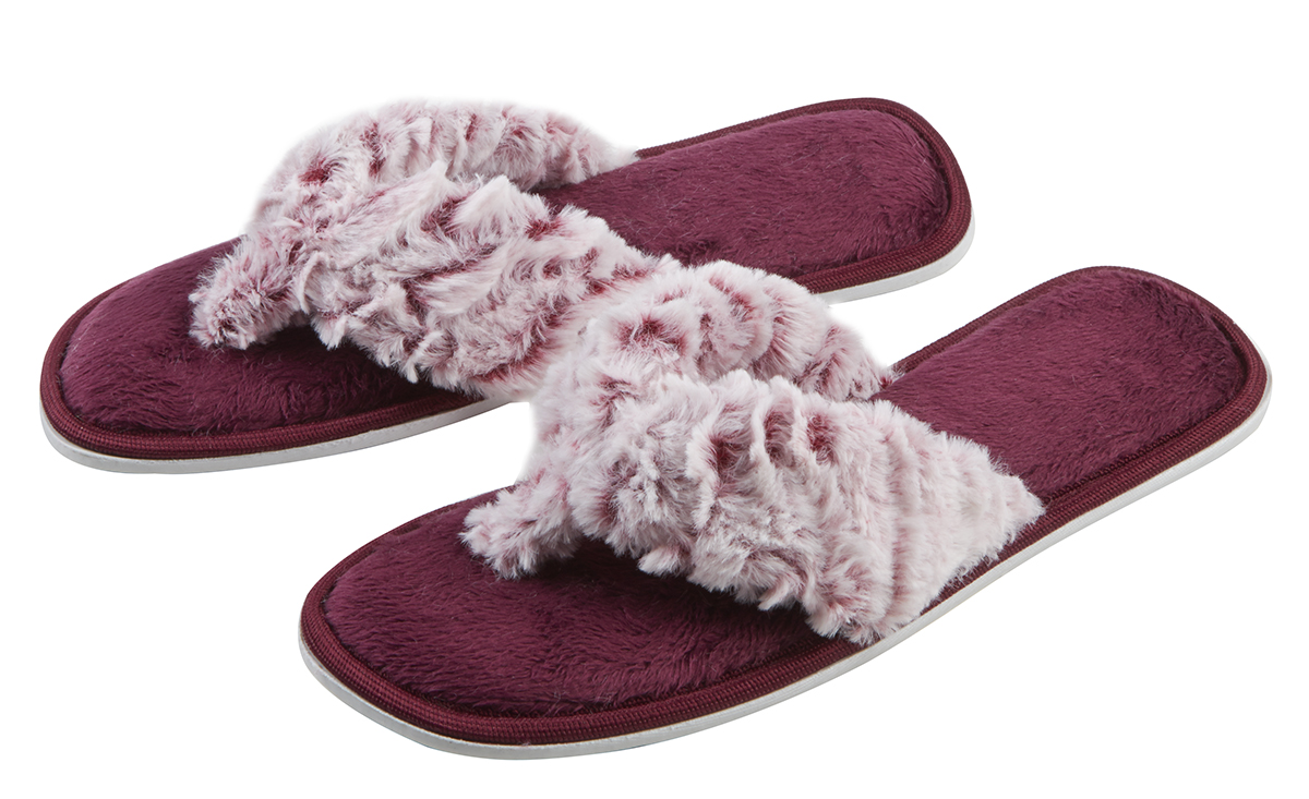 Girls Kids Faux Fur Flip Flops Slippers Open Toe Mules Soft Comfy Size 10-2 UK 