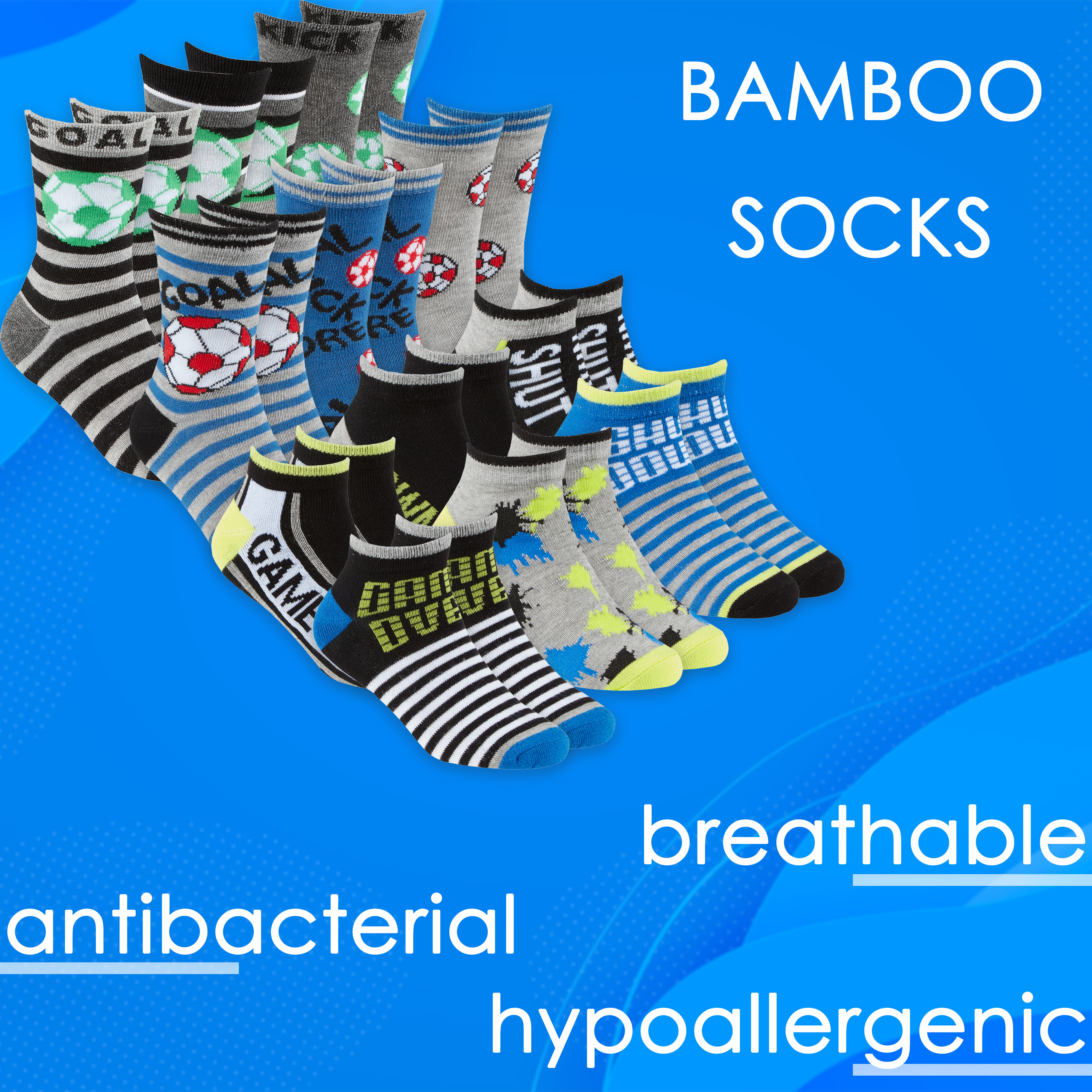Boys Bamboo Socks Trainer Liners Crew Socks Viscose Breathable Football Game UK - Picture 10 of 11