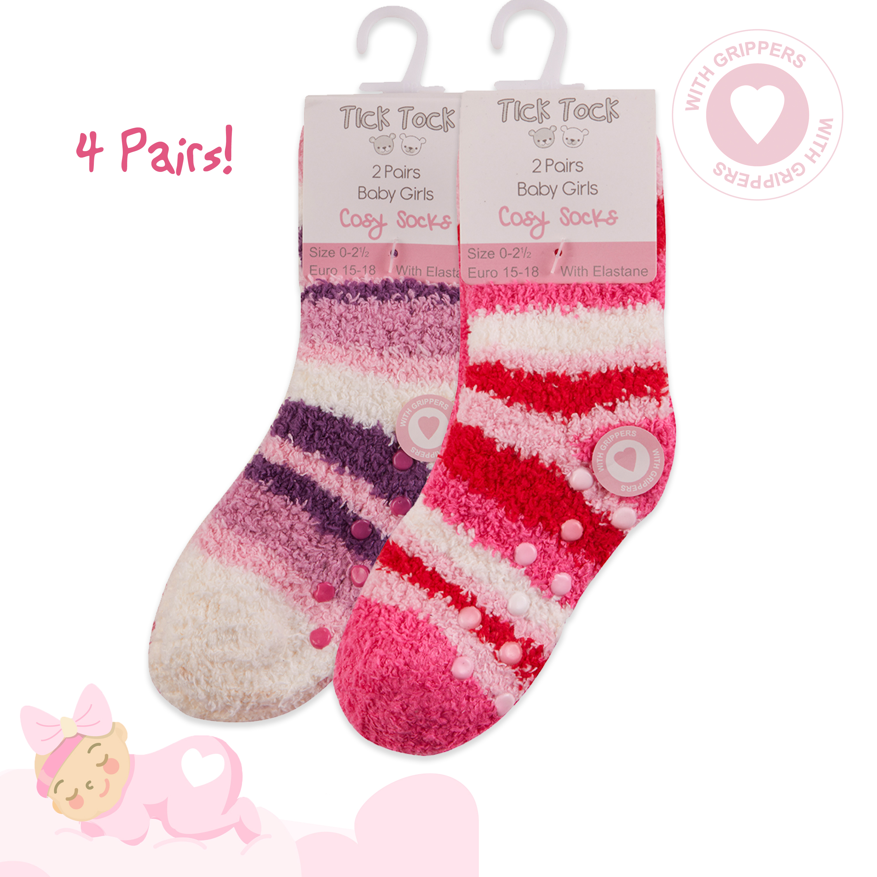 Baby Girls Newborn Cosy Fluffy Socks 4 Pairs Anti Slip Warm Winter Size 05.5 UK eBay