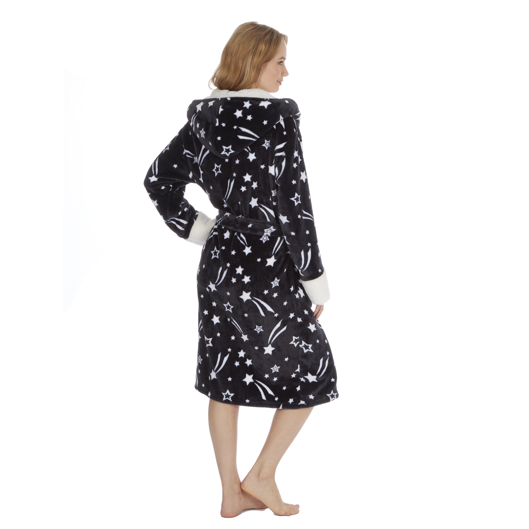 Ladies Womens Baby Pink Soft Fleece Snuggle Dressing Robe Gown With