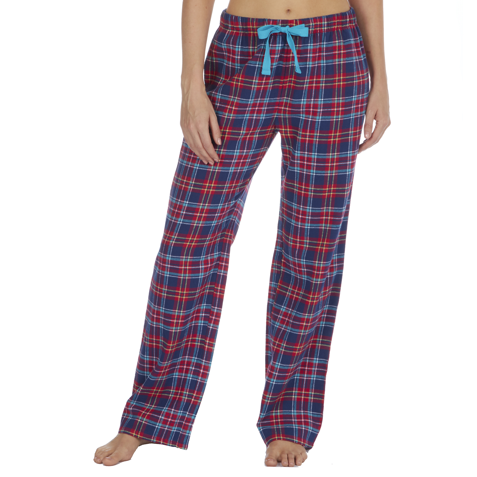 * Womens Check Print 100% Cotton Flannel PJ Pyjama Bottoms Elasticated ...