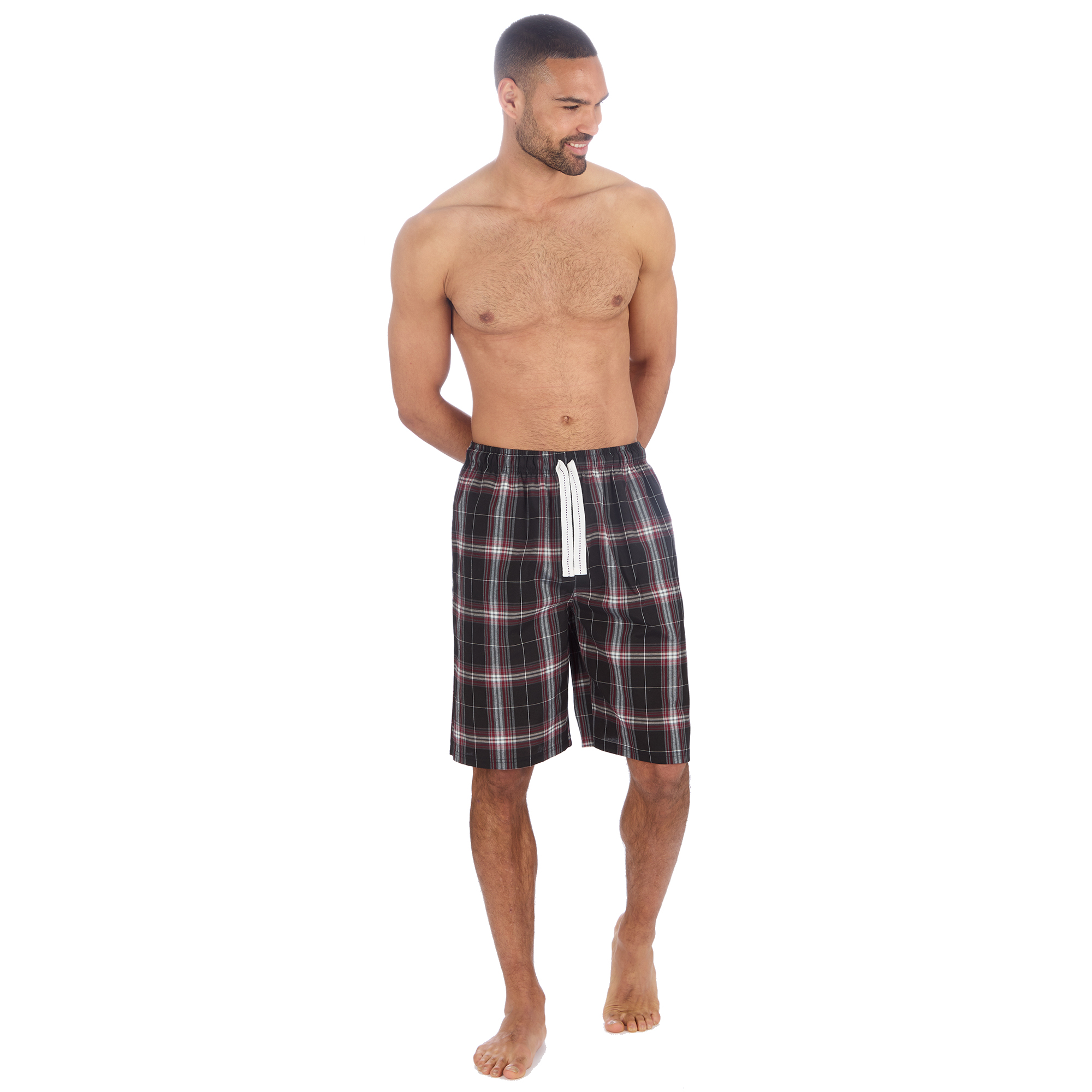 PANTALONES CORTOS A CUADROS TEJIDOS Y/D CINTURA ELÁSTICA PARA HOMBRE TALLA S-XXL - Imagen 3 de 7