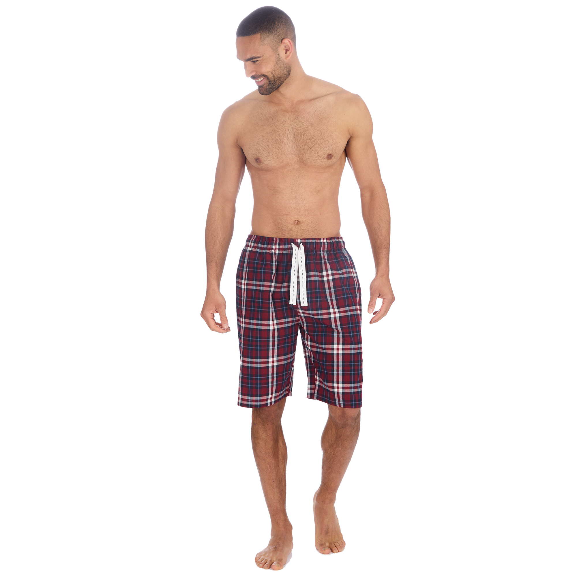 PANTALONES CORTOS A CUADROS TEJIDOS Y/D CINTURA ELÁSTICA PARA HOMBRE TALLA S-XXL - Imagen 7 de 7