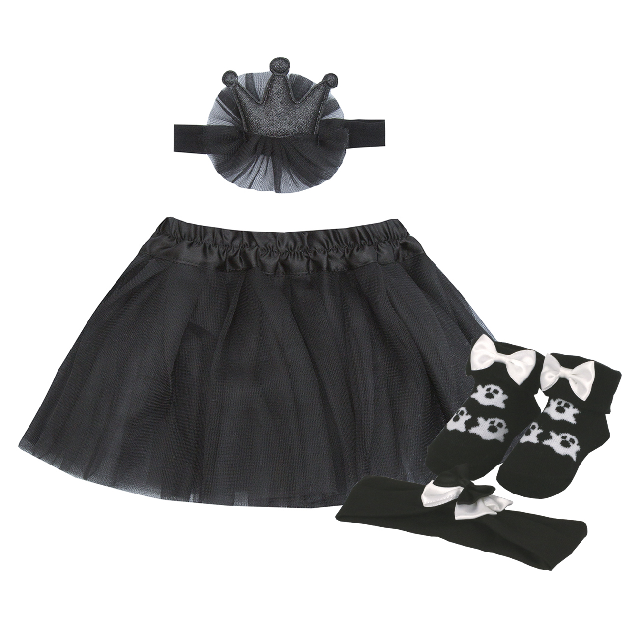Baby Girls Halloween Tutu Costume Outfit Headband Crown Pumpkin 0-6 6-12 Months