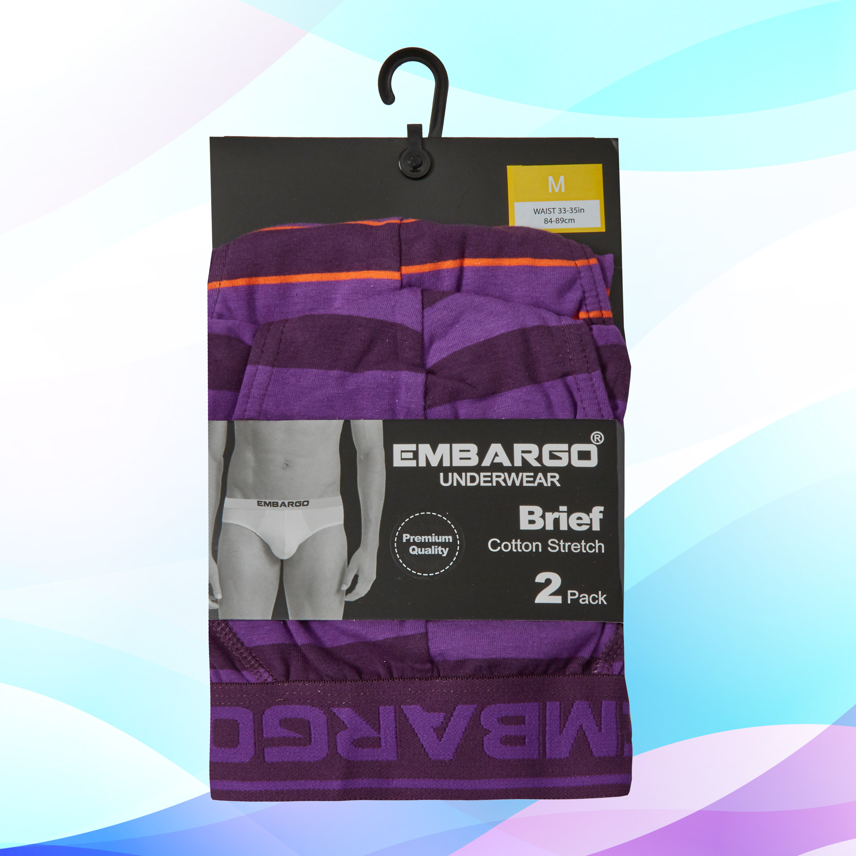 2 Pack Mens Stretch Cotton Briefs Slips Pants Underwear Plain Striped S