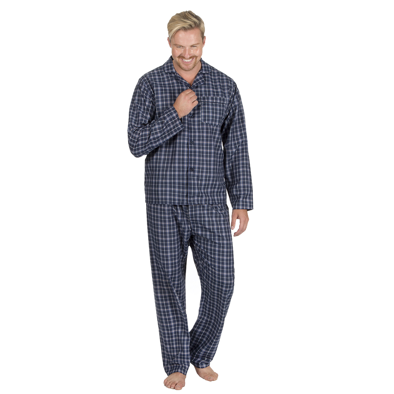 Jason Jones Mens Plain Traditional Woven Pyjama Set Button Shirt PJ Bottoms New