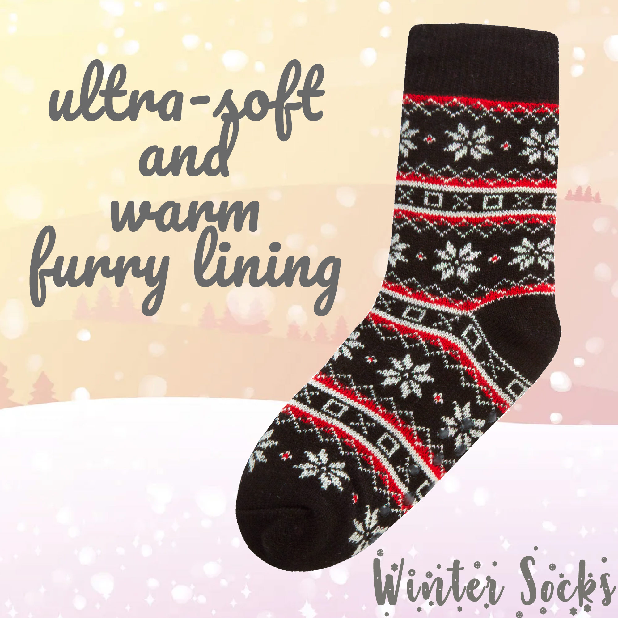Children Boys Girls Fluffy Winter Warm Fair Isle Lining Bed Socks Grips Non Slip - Picture 8 of 14