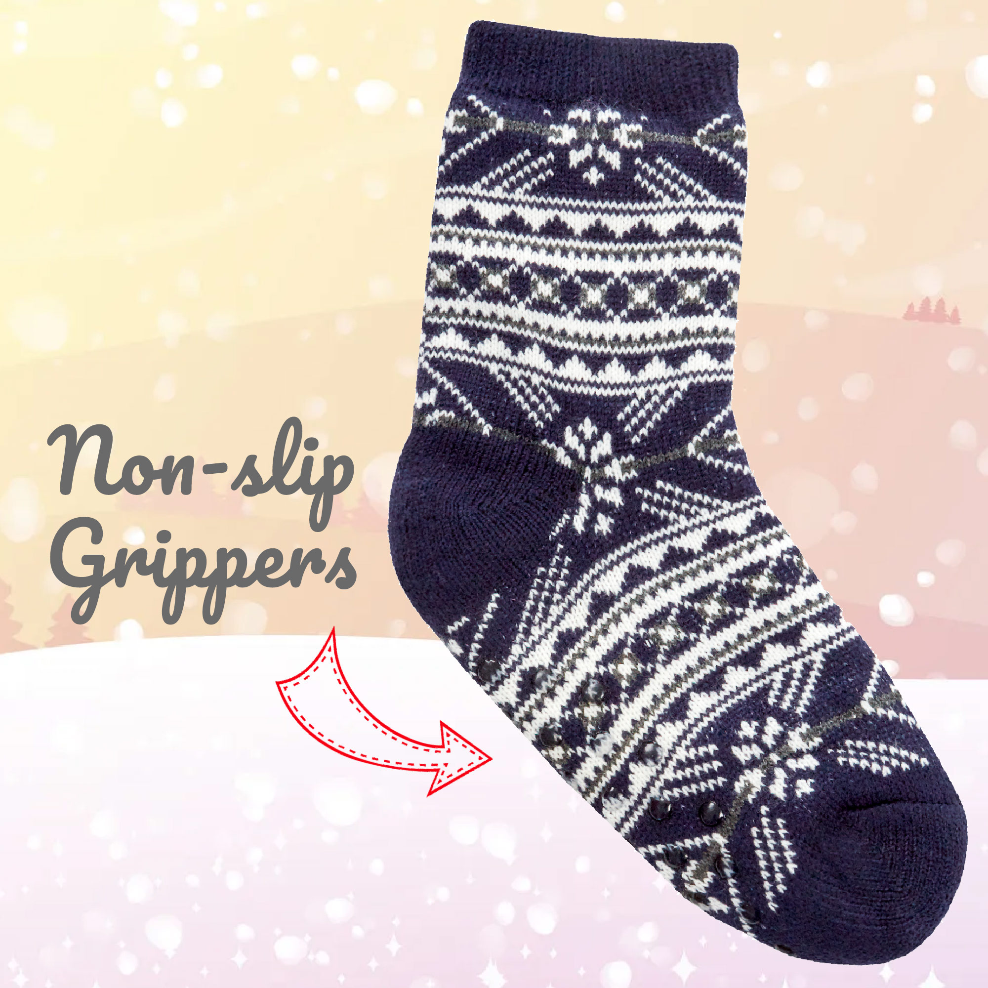 Children Boys Girls Fluffy Winter Warm Fair Isle Lining Bed Socks Grips Non Slip - Picture 13 of 14