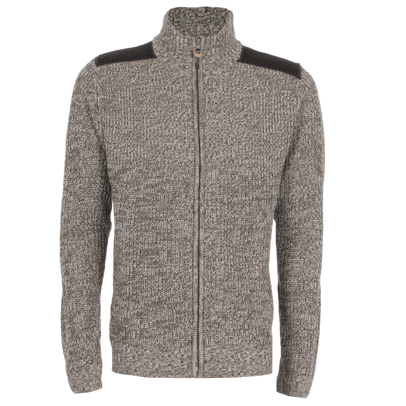 Mens Zipped Cardigan Elegant Style Grey Brown Colour High Stand Collar ...