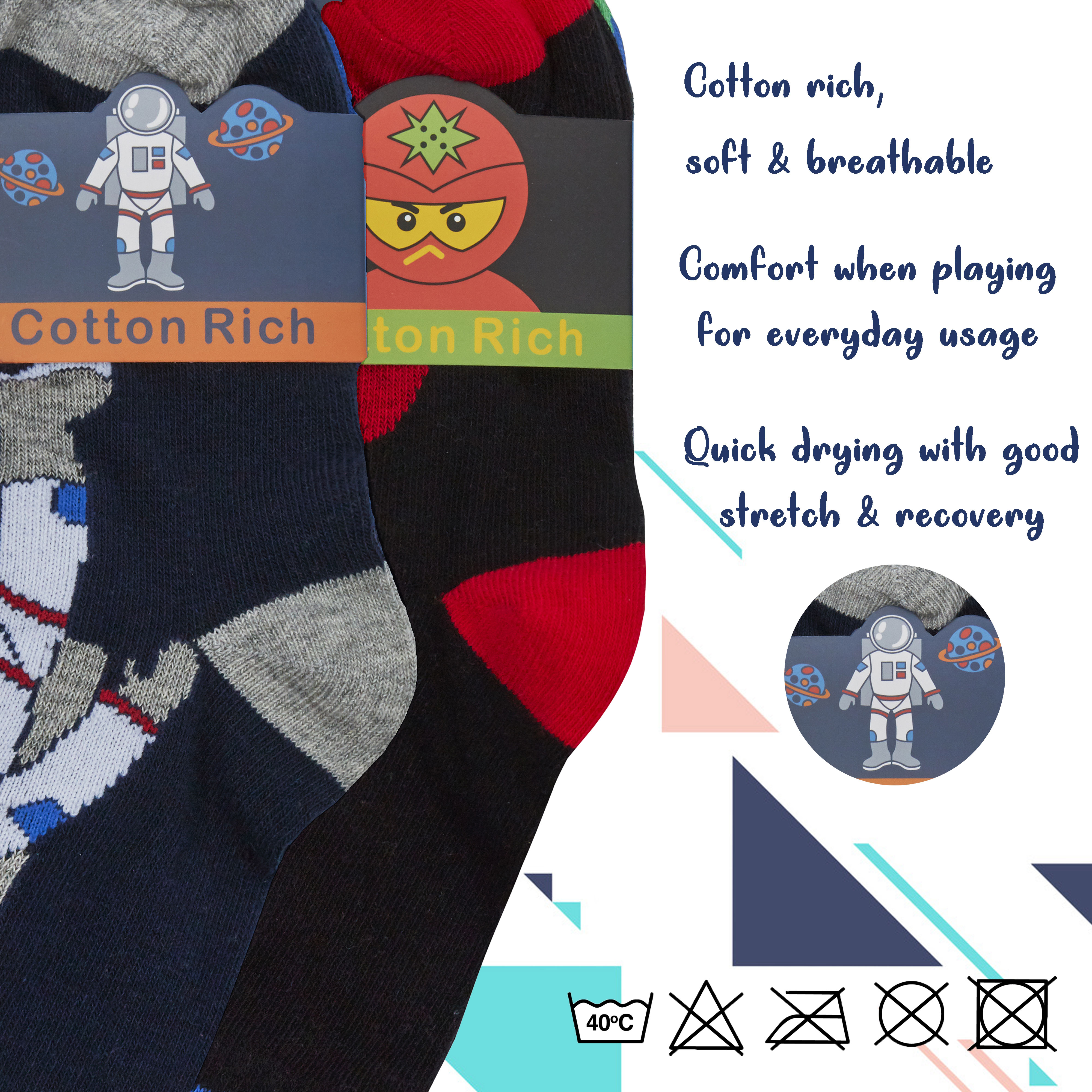 6 Pairs Boys Cotton Rich Novelty Funky Cartoon School Everyday Multipack Socks - Picture 25 of 46