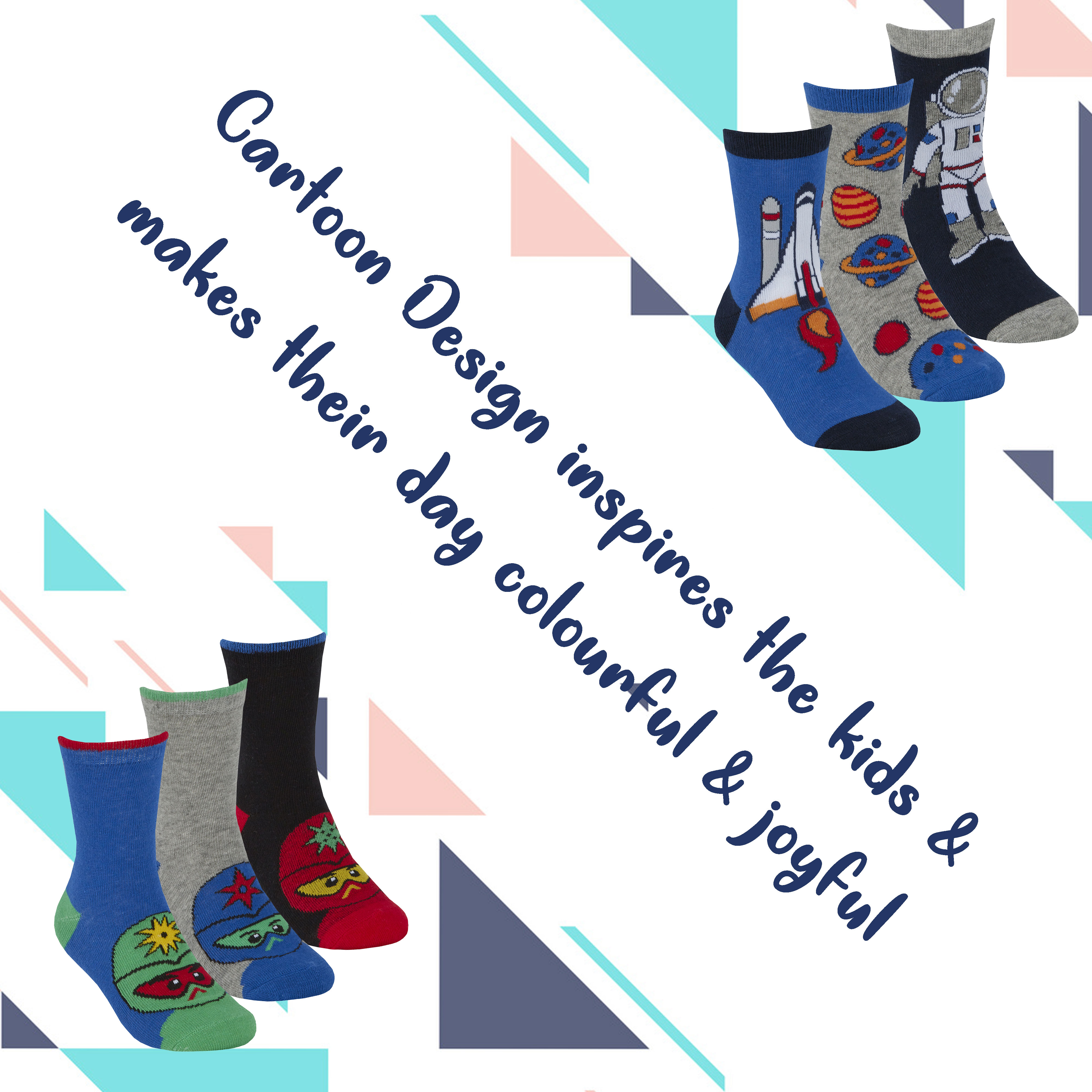 6 Pairs Boys Cotton Rich Novelty Funky Cartoon School Everyday Multipack Socks - Picture 24 of 46