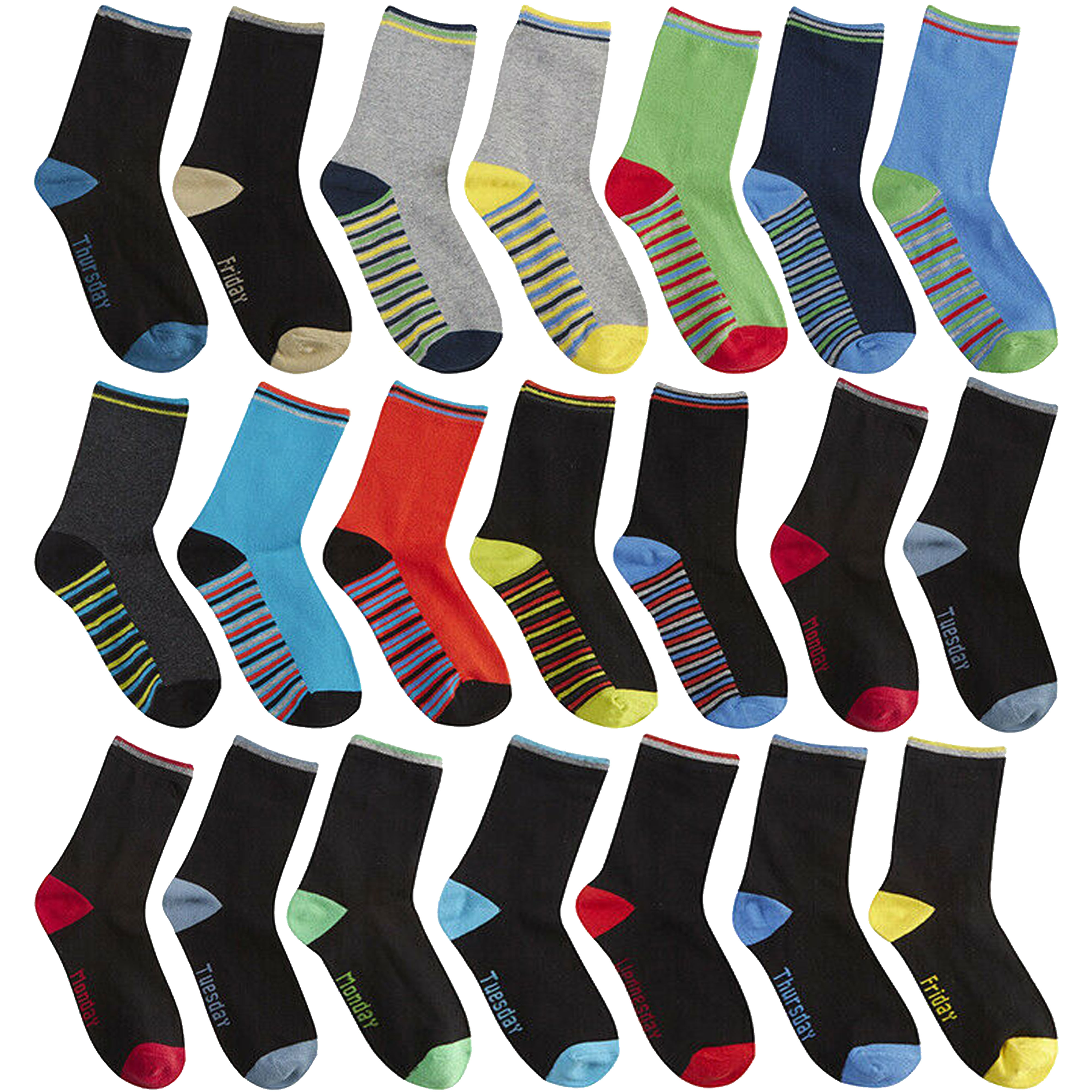 Chaussette Garcon 35 38 Lot 12 Paires Garçons - 4-15 Ans - Multi-couleurs - Coton Confort Chaussettes Mi-mollet