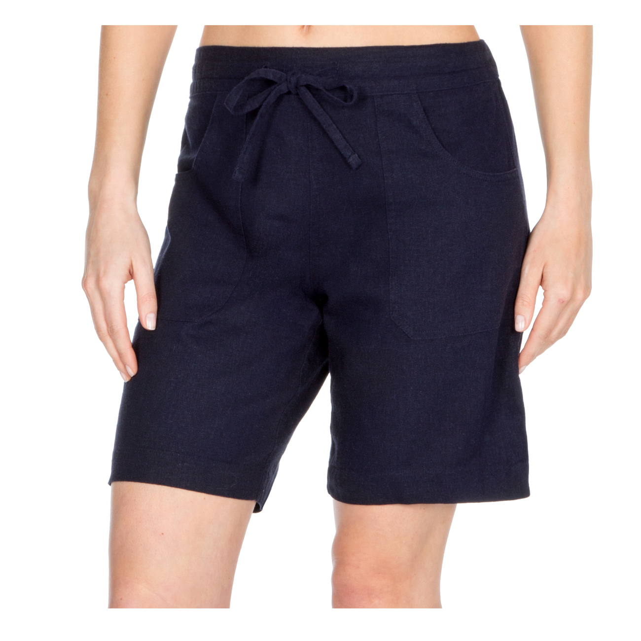 Ladies Linen Blend Shorts Pockets Summer Holiday Beach Drawstring ...