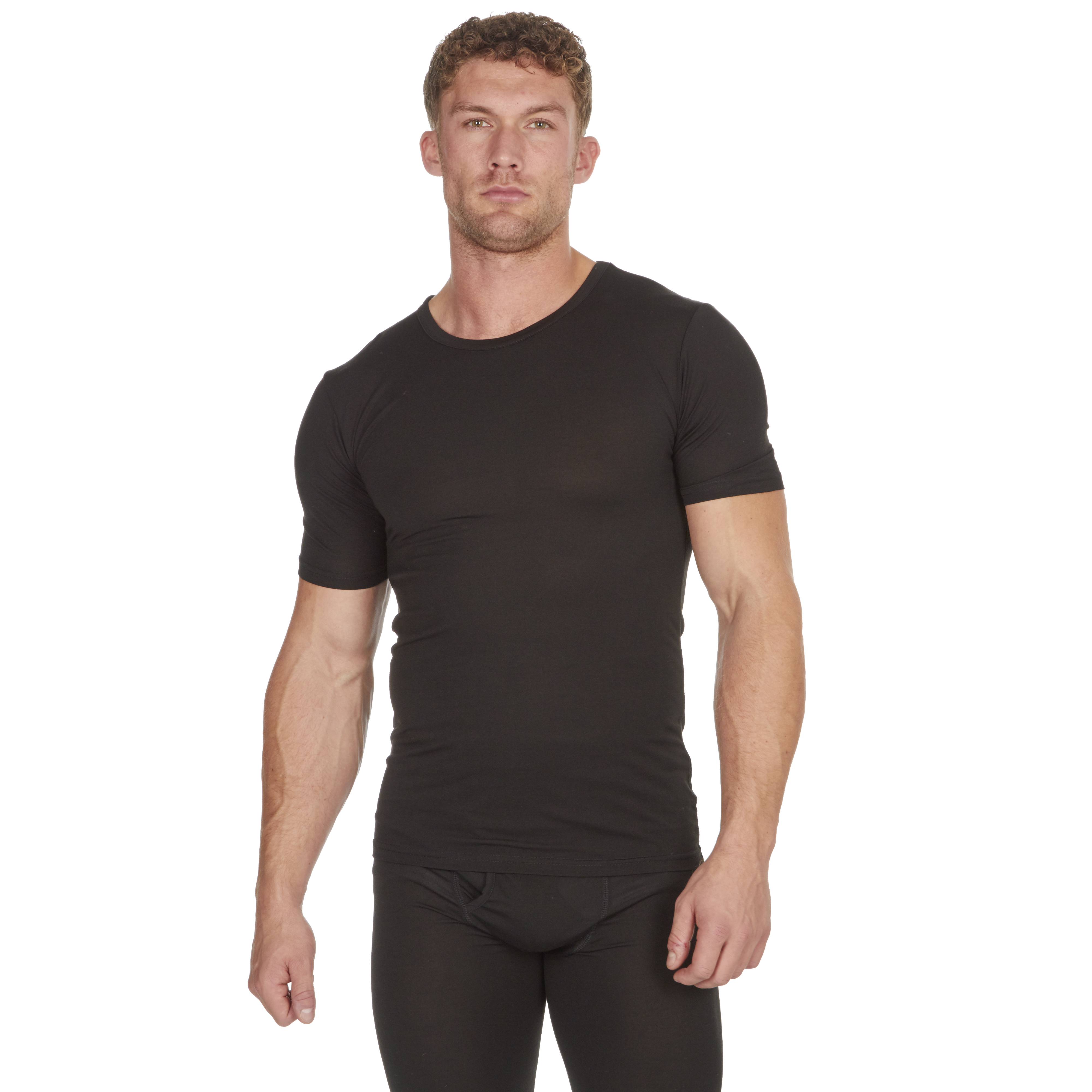 Mens Thermal Top Short Sleeve T-shirt Warm Breathable Soft Winter Work S-2XL