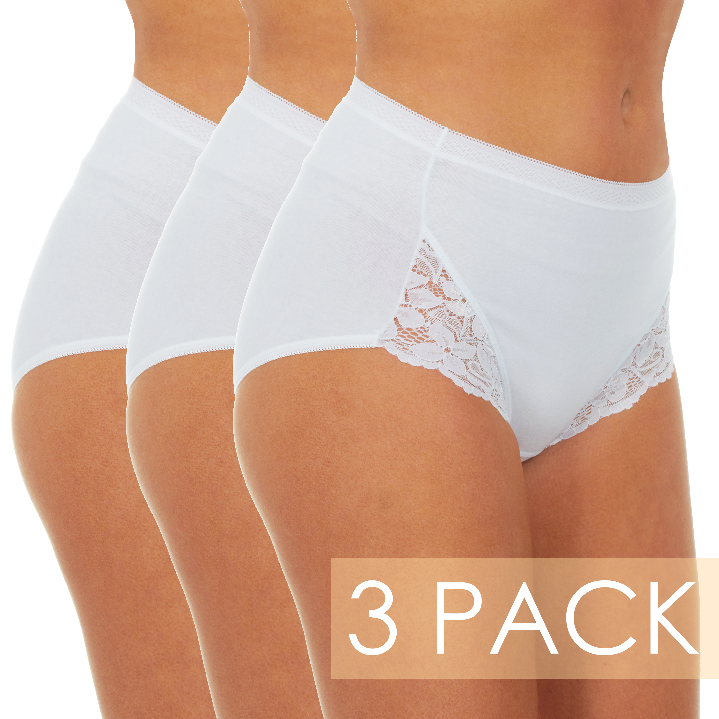 Ladies White Maxi Cotton Briefs 3 Pack