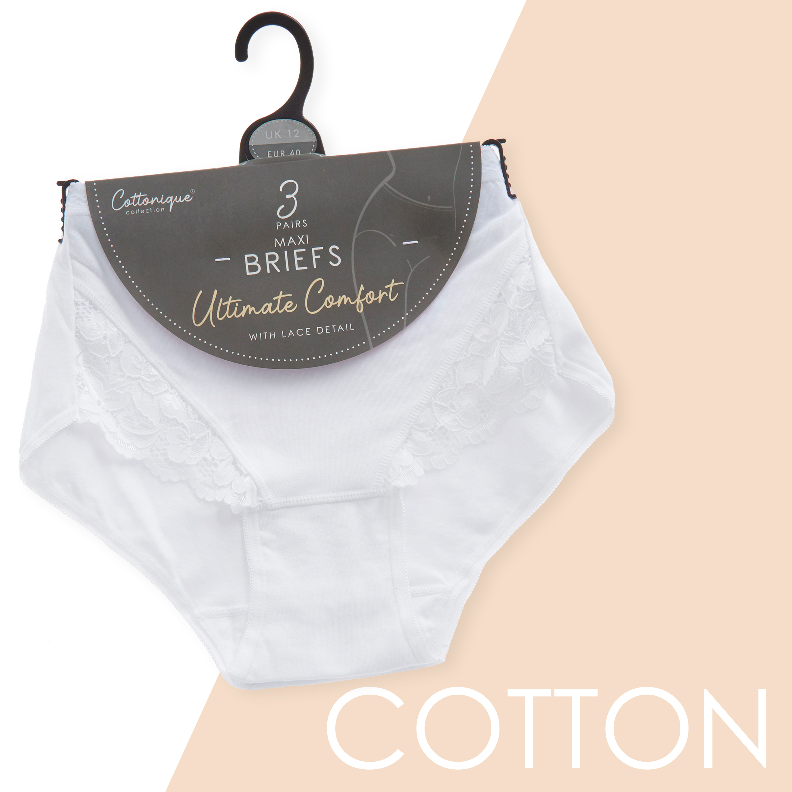 Ladies White Maxi Cotton Briefs 3 Pack