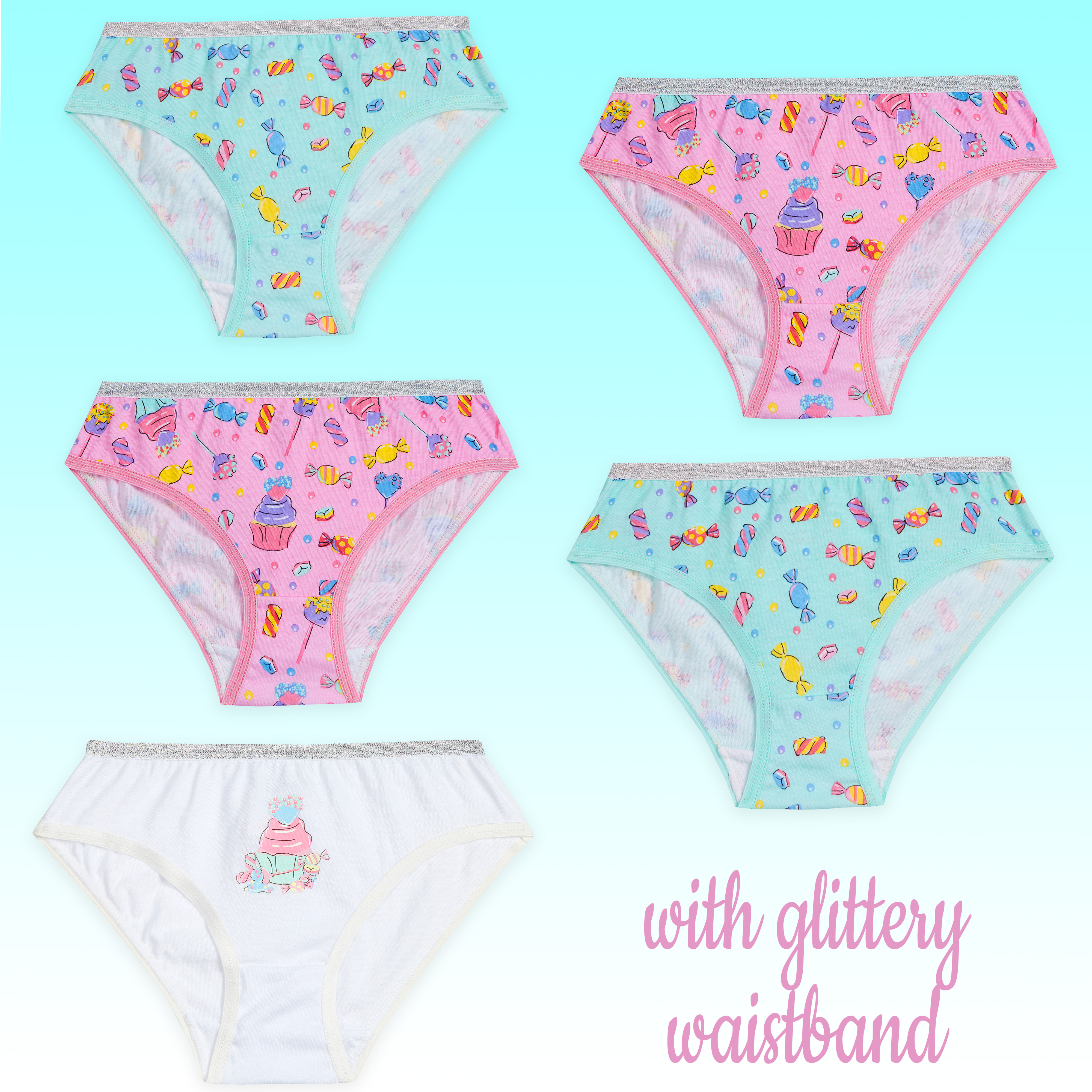 Girls Briefs 5 Pairs Underwear 100% Cotton Pants Rainbow Knickers Underpants Set - Picture 24 of 55