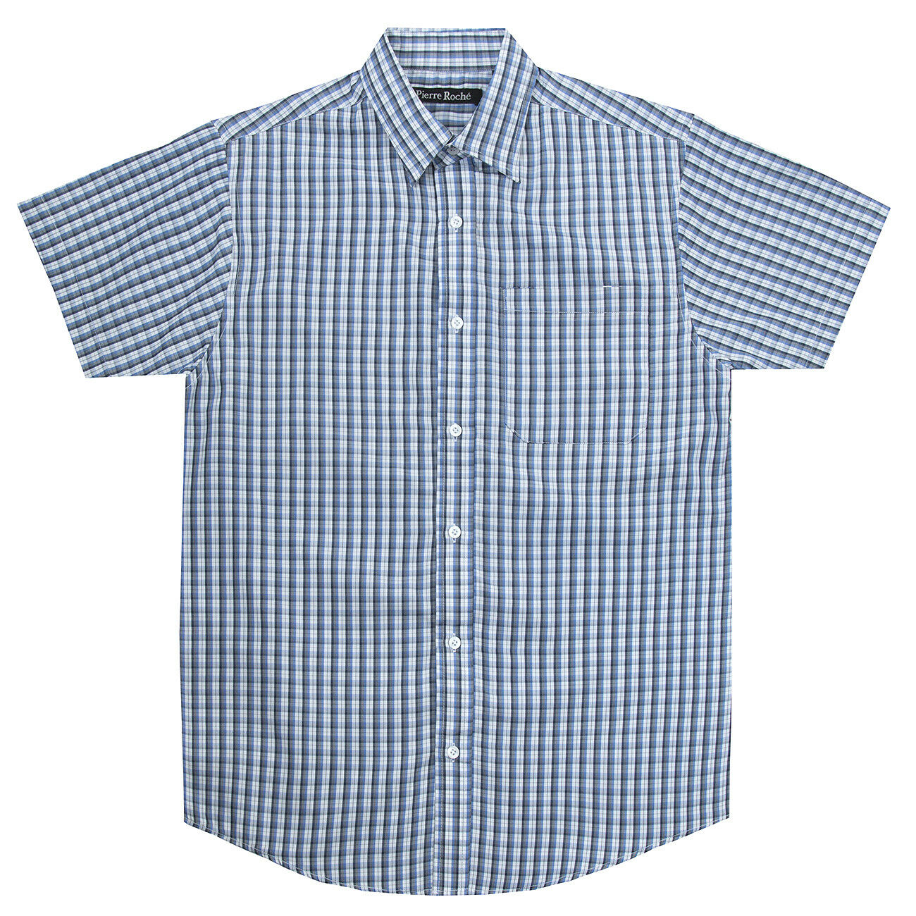 Mens Yarn Dyed Checked Shirt Casual Short Sleeve Regular Everyday Work ...