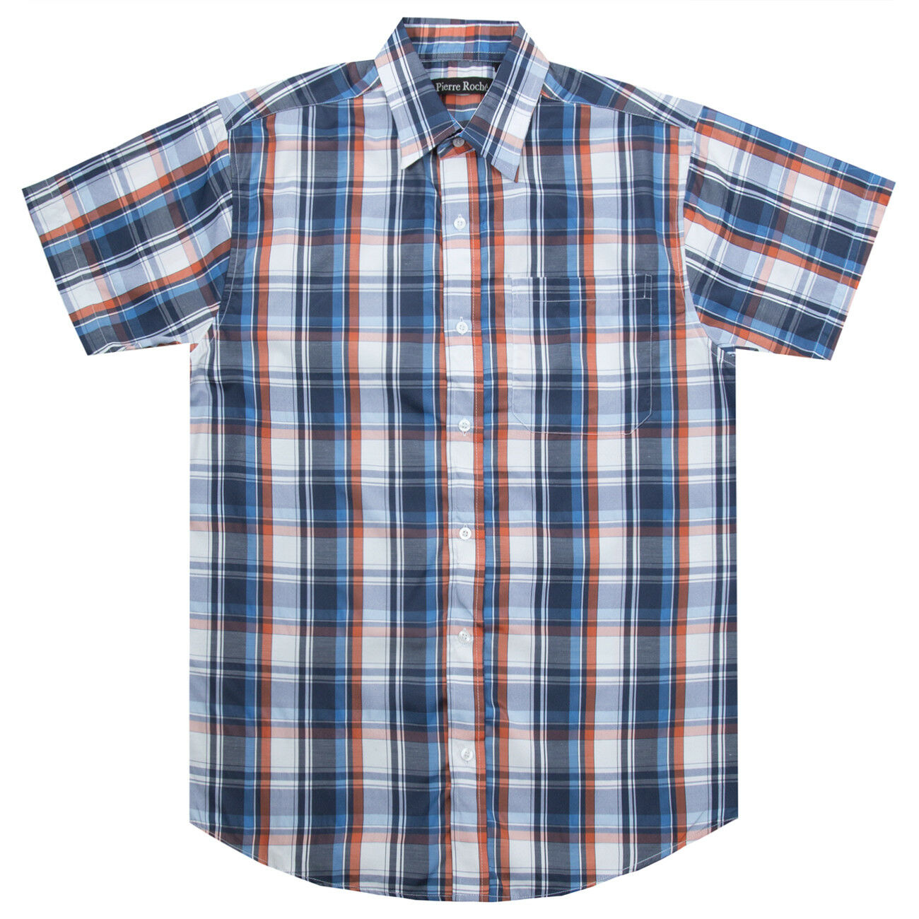 Mens Yarn Dyed Checked Shirt Casual Short Sleeve Regular Everyday Work ...