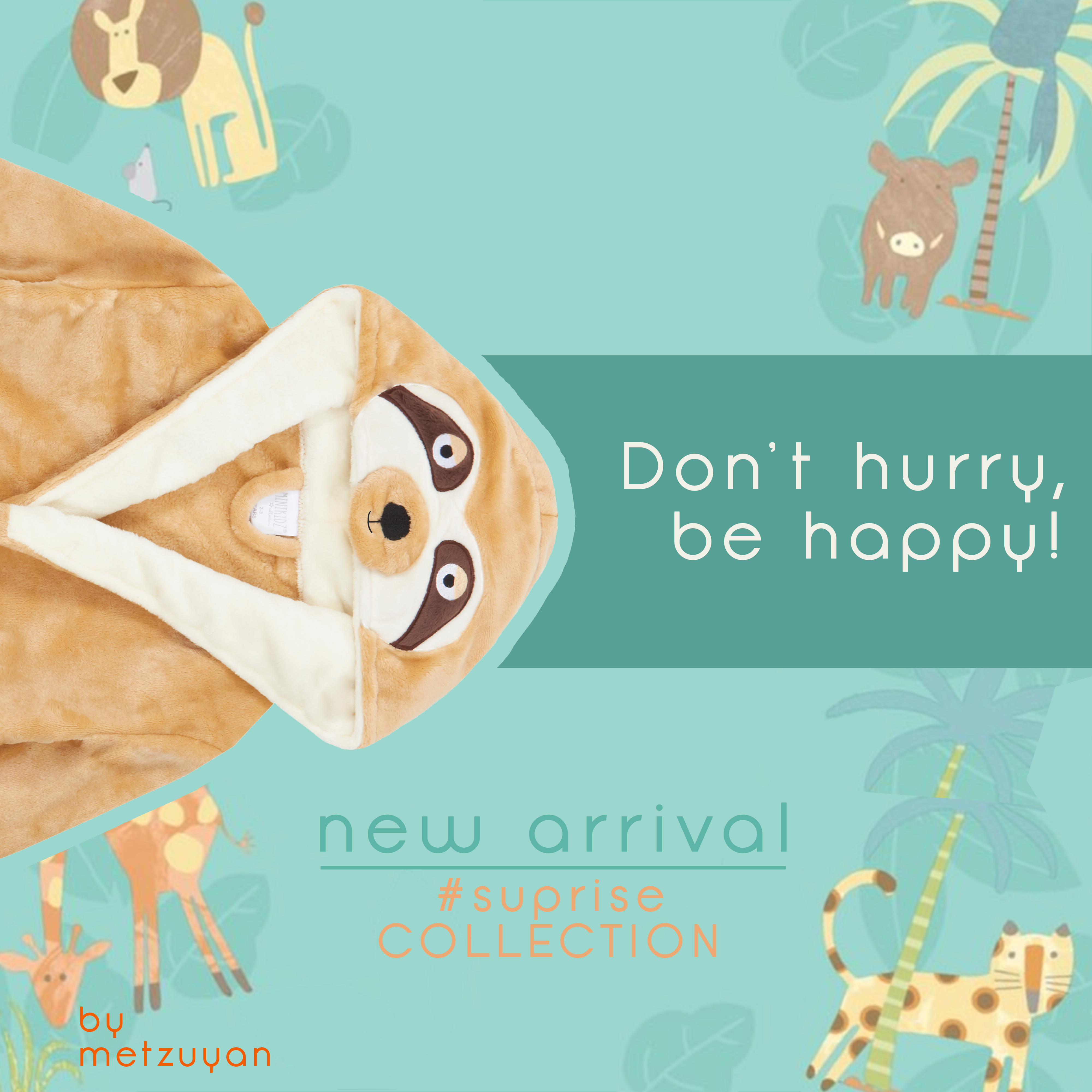 Girls Boys Kids Dressing Gown Robe Sloth Beige Hooded Bathrobe Novelty