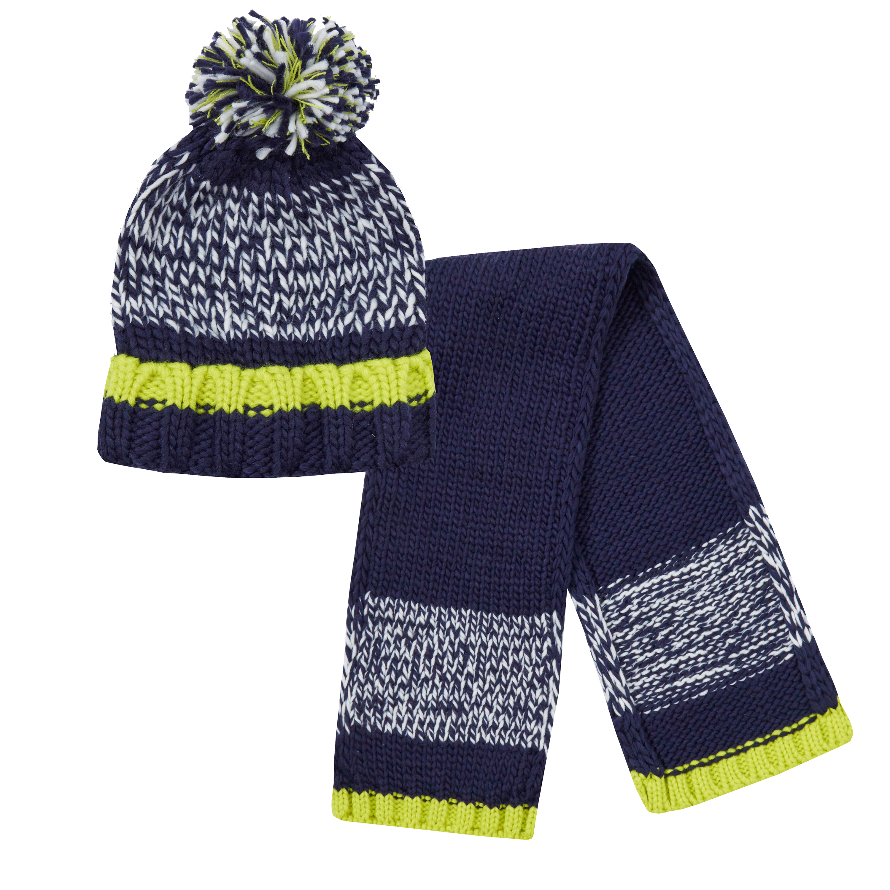 Metzuyan Kids Girls Boys Chunky Knit Hat and Scarf Set Winter Knitted Size 3-13 Years 