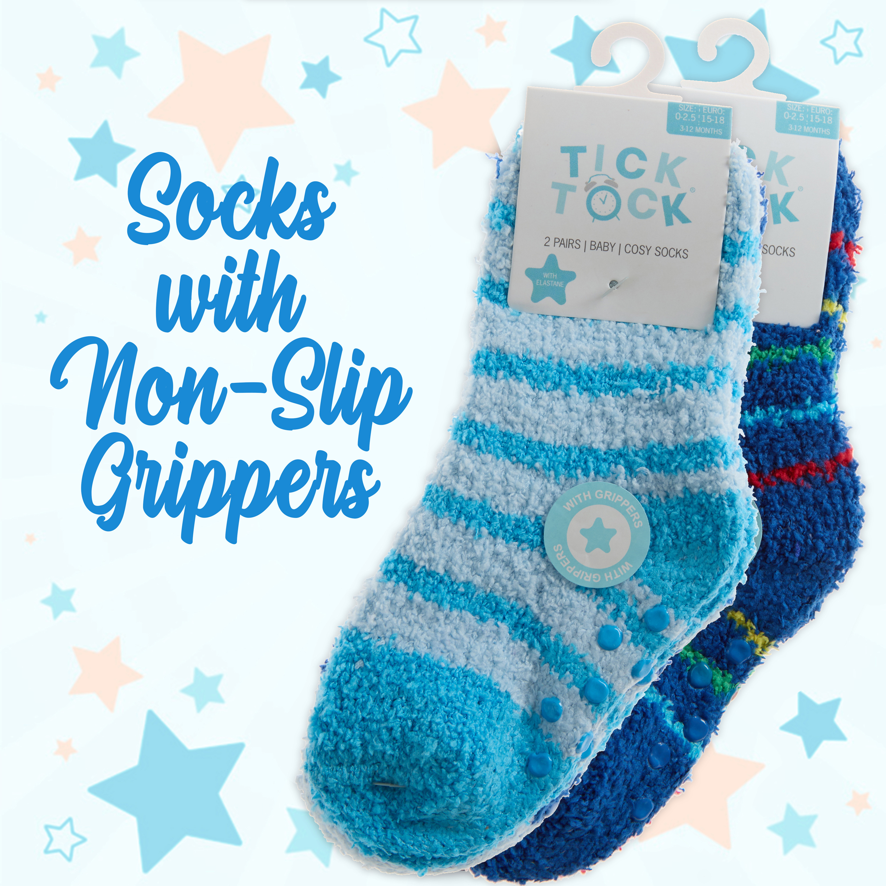 Newborn Infant Baby Boys Cosy Fluffy Socks 4 Pair Anti Slip Non Skid Sizes  0-5.5