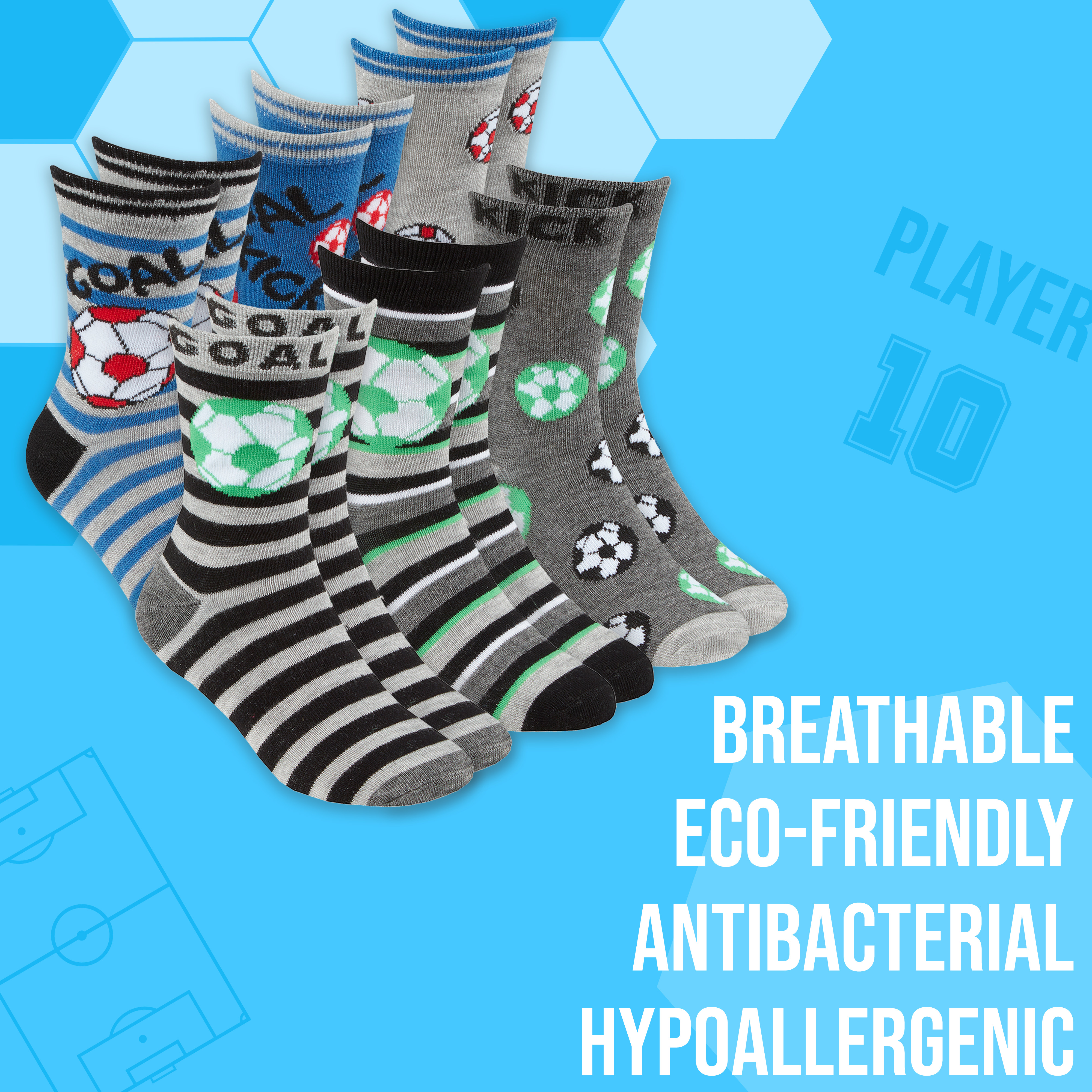 Kids Boys Bamboo Crew Socks Novelty Cartoon Football Size UK 6-8.5 9-12 12.5-3.5 - Picture 9 of 10