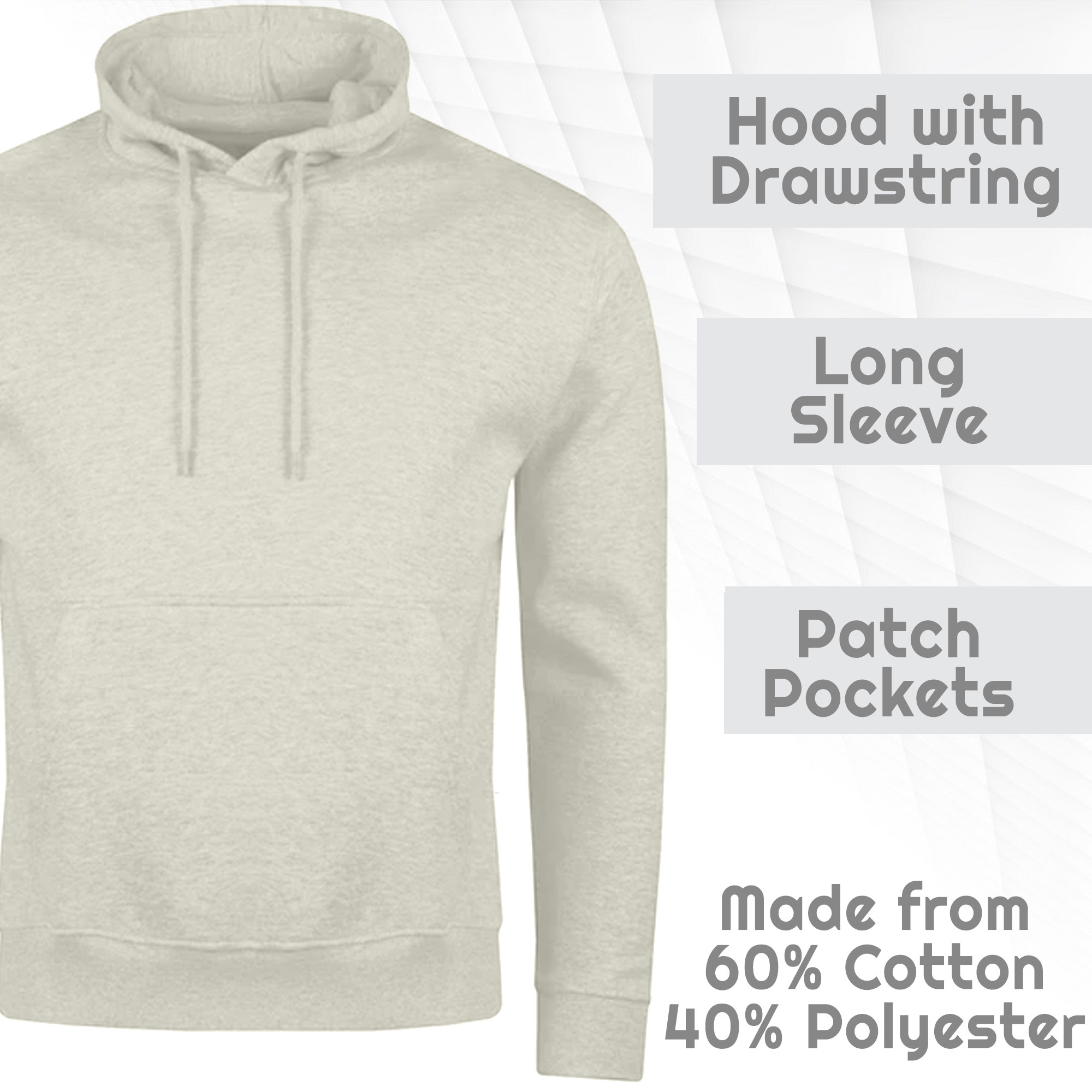 Mens Plain Hooded Sweatshirt Pullover Hoodie Adult Fleece Long Sleeved Sportwear - Picture 38 of 38