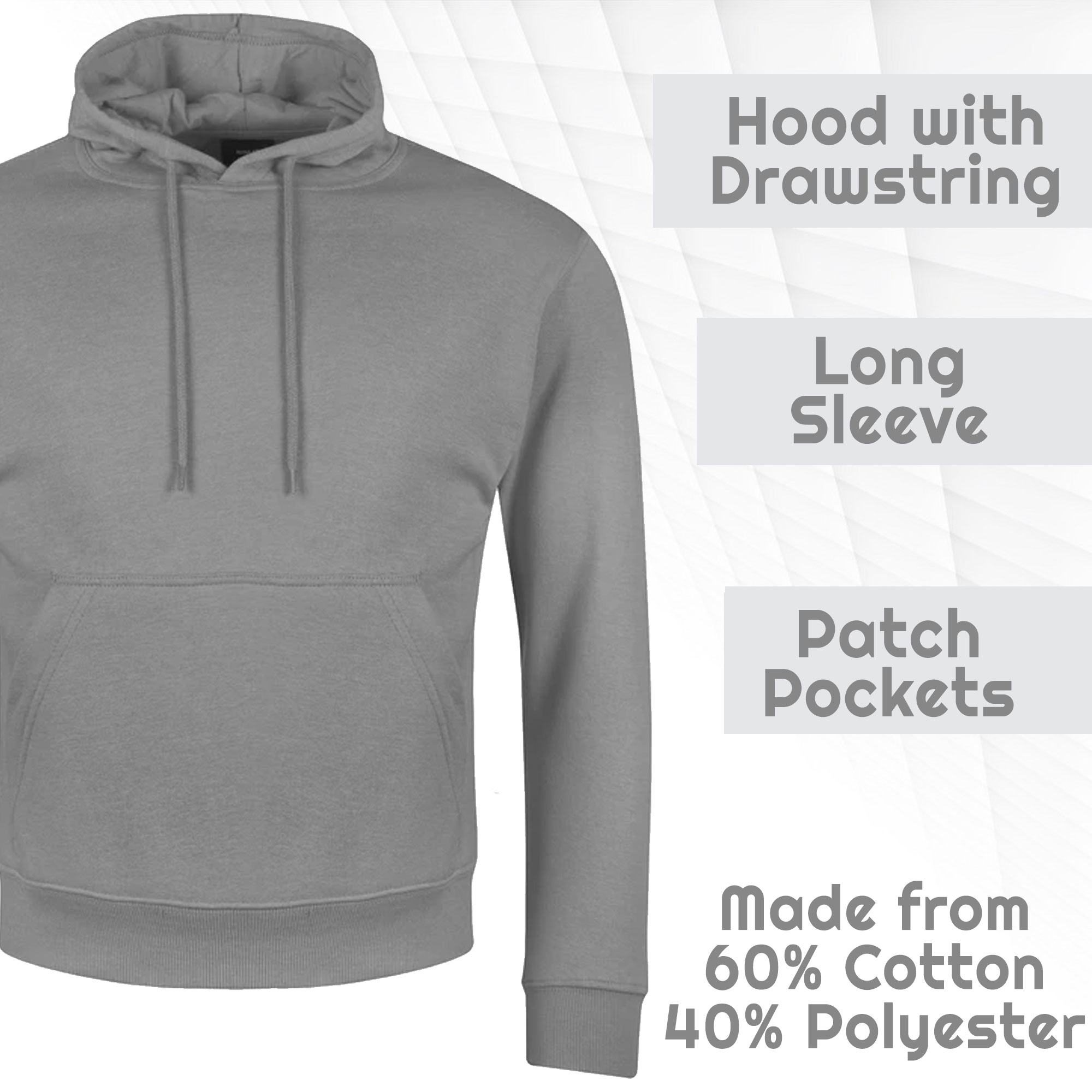 Mens Plain Hooded Sweatshirt Pullover Hoodie Adult Fleece Long Sleeved Sportwear - Picture 30 of 38