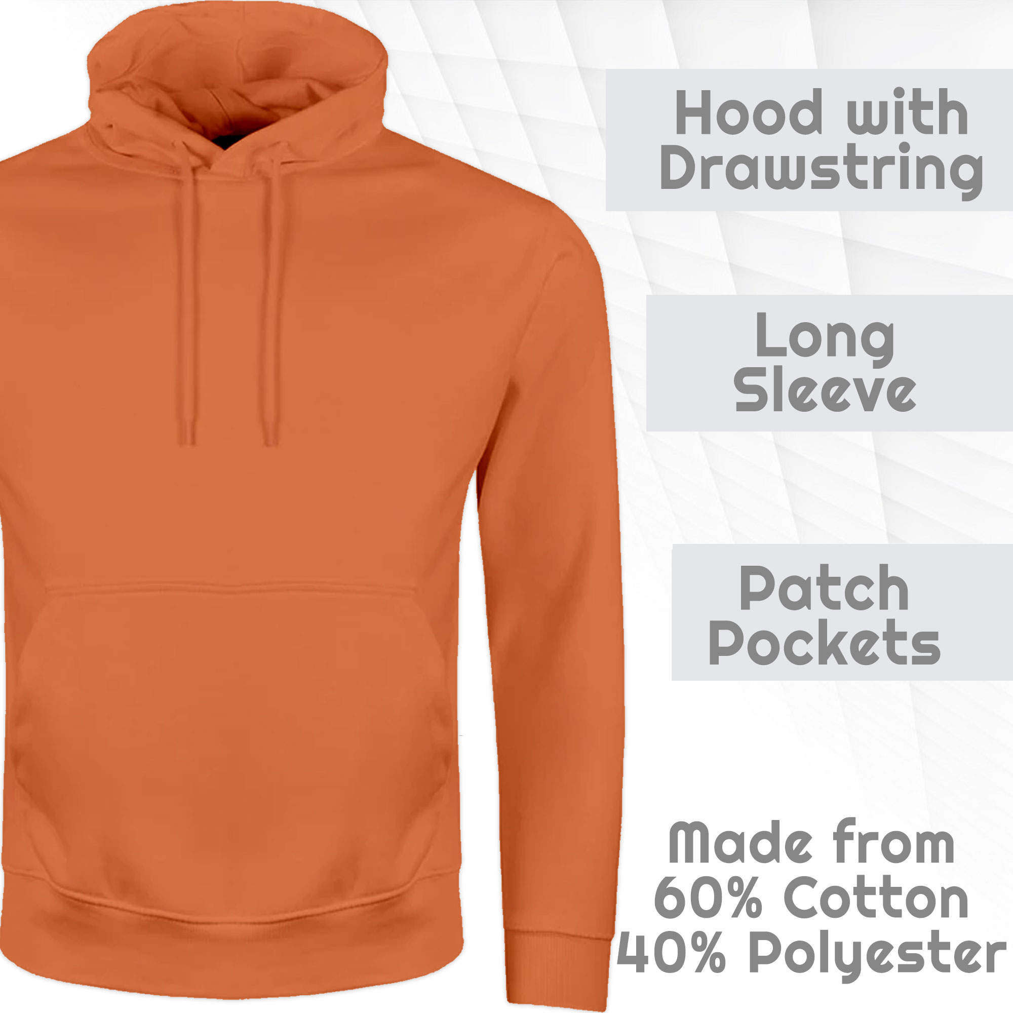 Mens Plain Hooded Sweatshirt Pullover Hoodie Adult Fleece Long Sleeved Sportwear - Picture 16 of 38