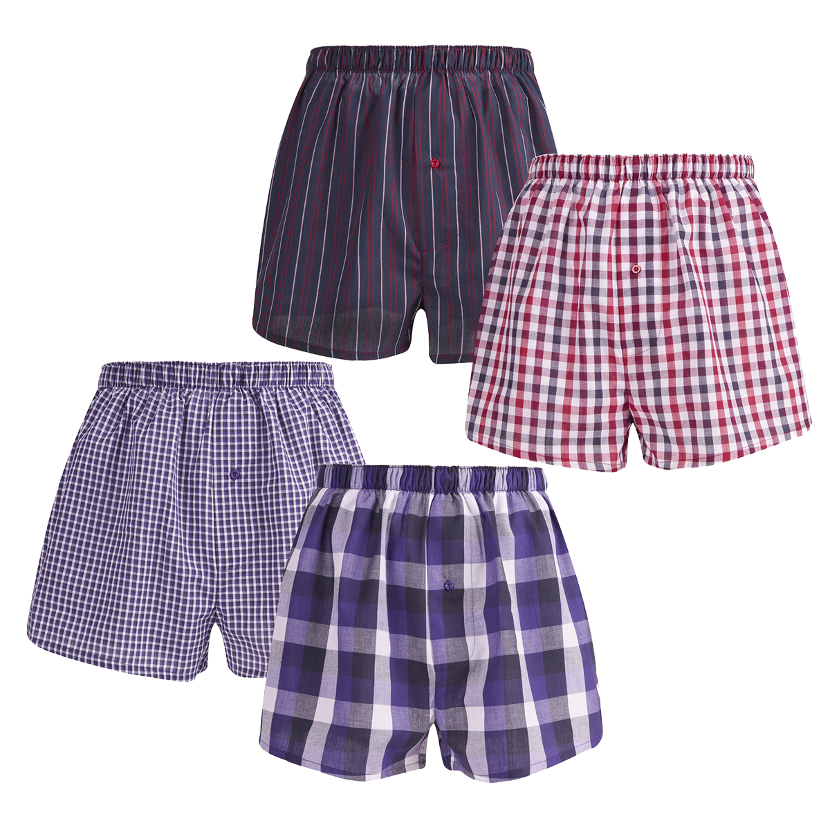 CARGO BAY Mens Check Stripe Boxer Shorts Boxers Underwear Trunks 2 Pack ...