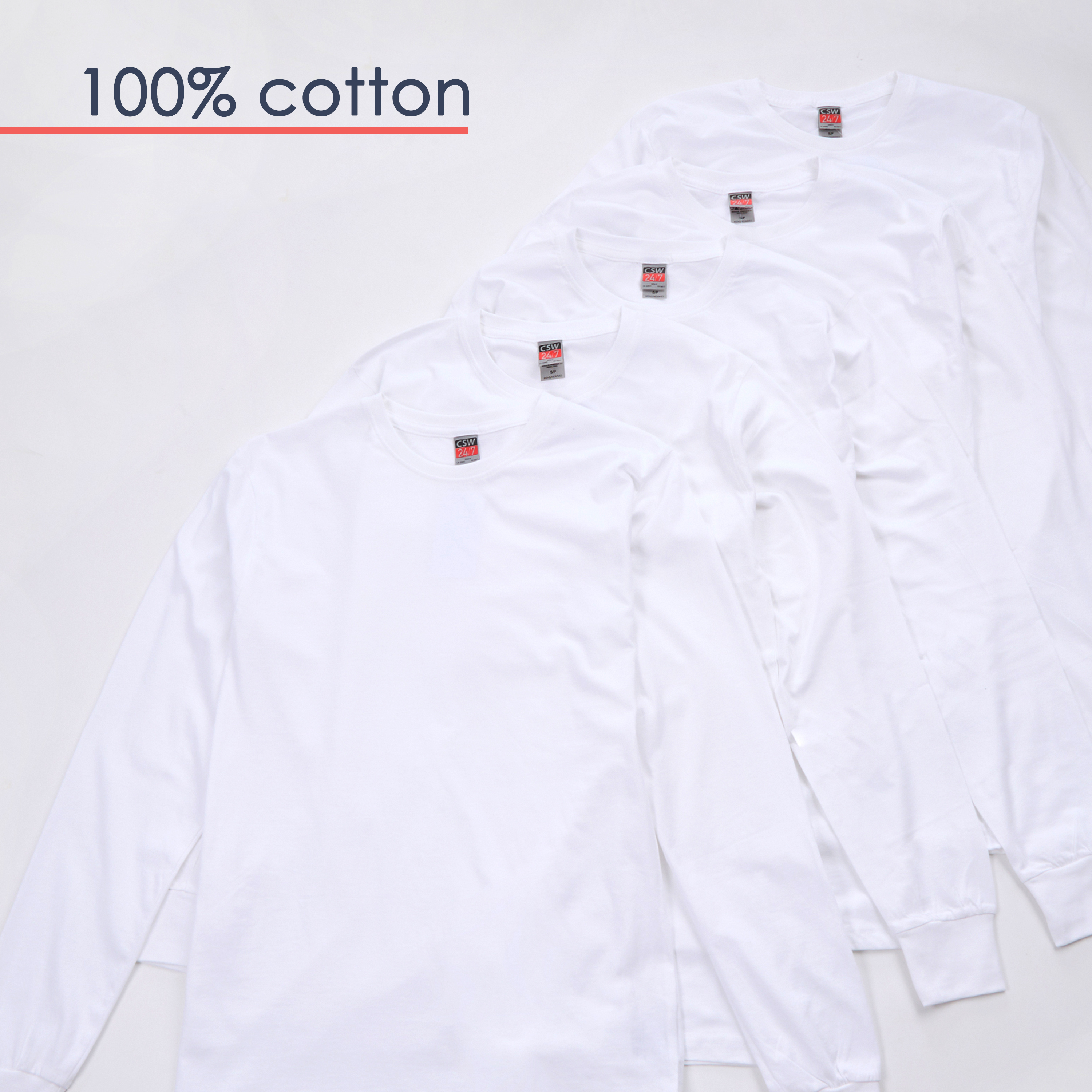 Mens 5 Pack Long Sleeved Top 100% Cotton T-shirt Multibuy Multipack Top S M L XL - Picture 5 of 21