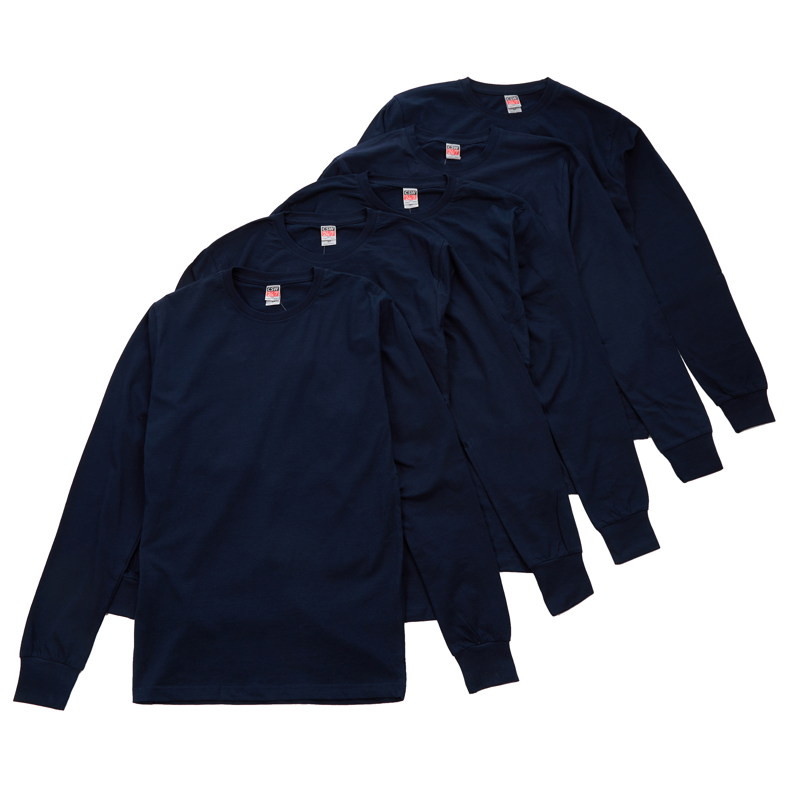 Mens 5 Pack Long Sleeved Top 100% Cotton T-shirt Multibuy Multipack Top S M L XL - Picture 12 of 21