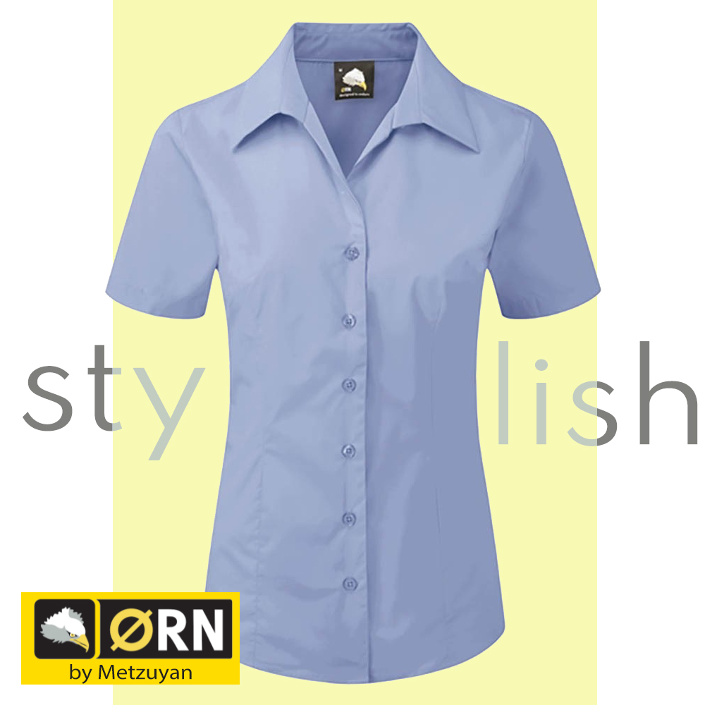 * Ladies Office Shirt Short Sleeve Classic Plain Basic Womens Formal