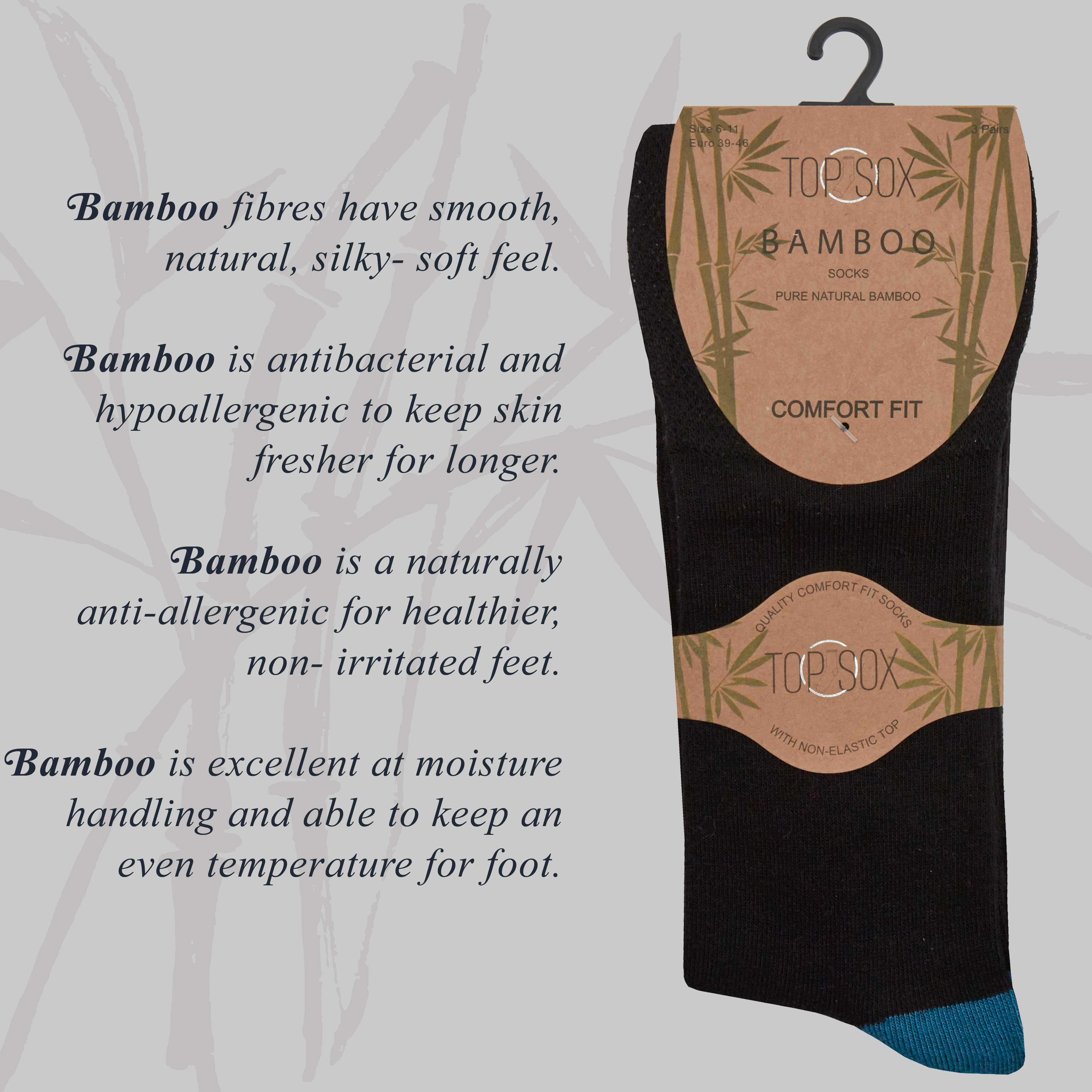 Mens 3 6 Pairs Luxury Bamboo Non Elastic Diabetic Socks Gentle Soft Size 6-11