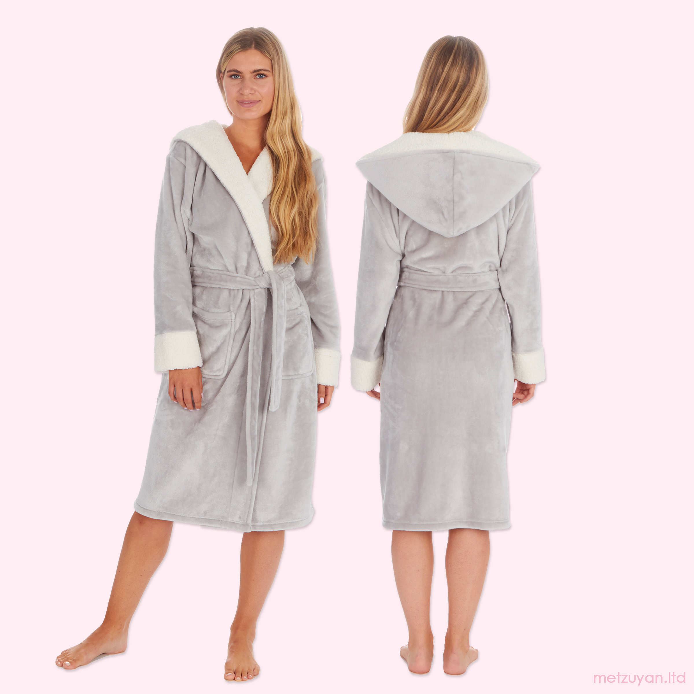 Ladies Luxury Dressing Gowns Shimmer Plush Fleece Winter Soft Sizes 8-22 UK NEW