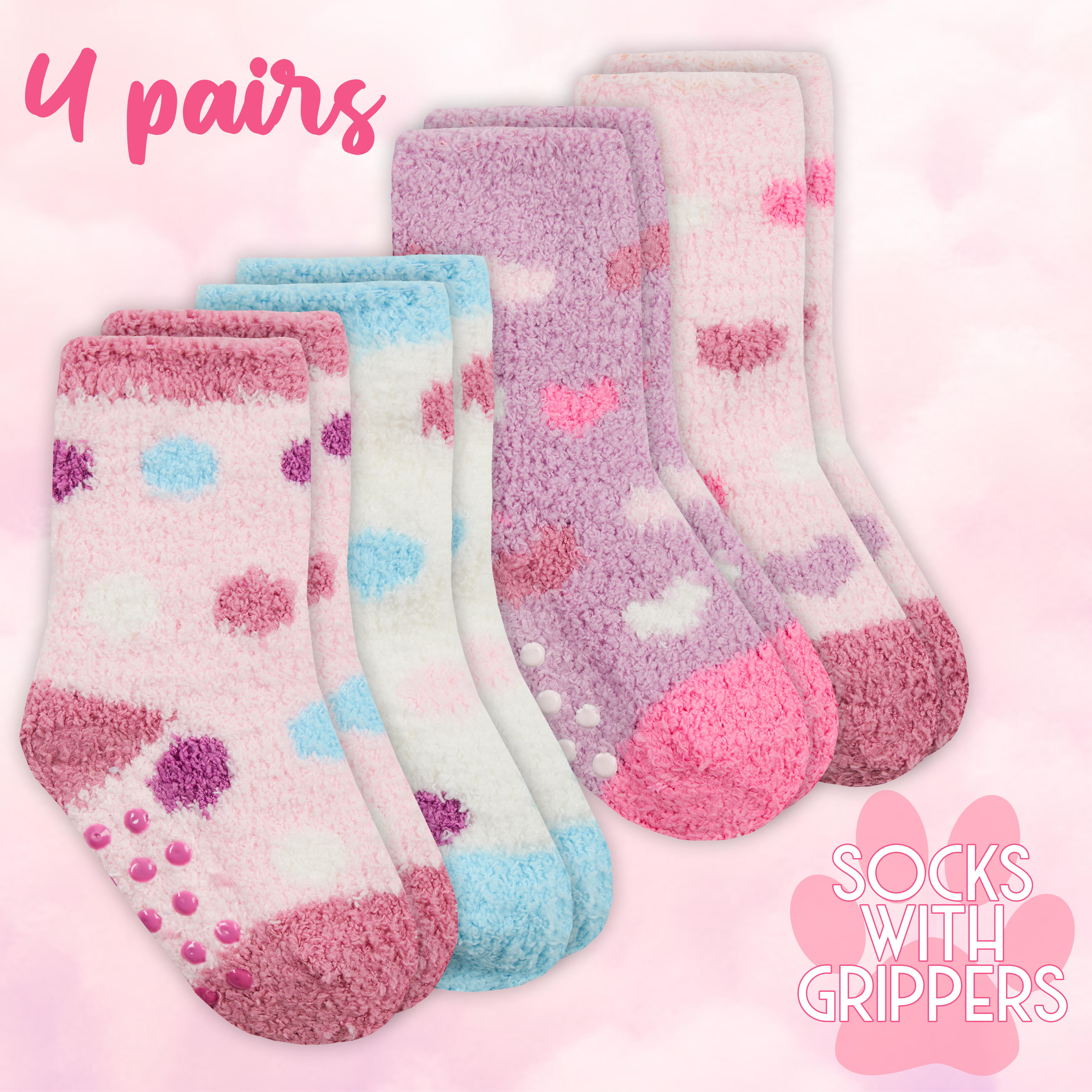 Baby Girls Newborn Cosy Fluffy Socks 4 Pairs Anti Slip Warm Winter Size 05.5 UK eBay