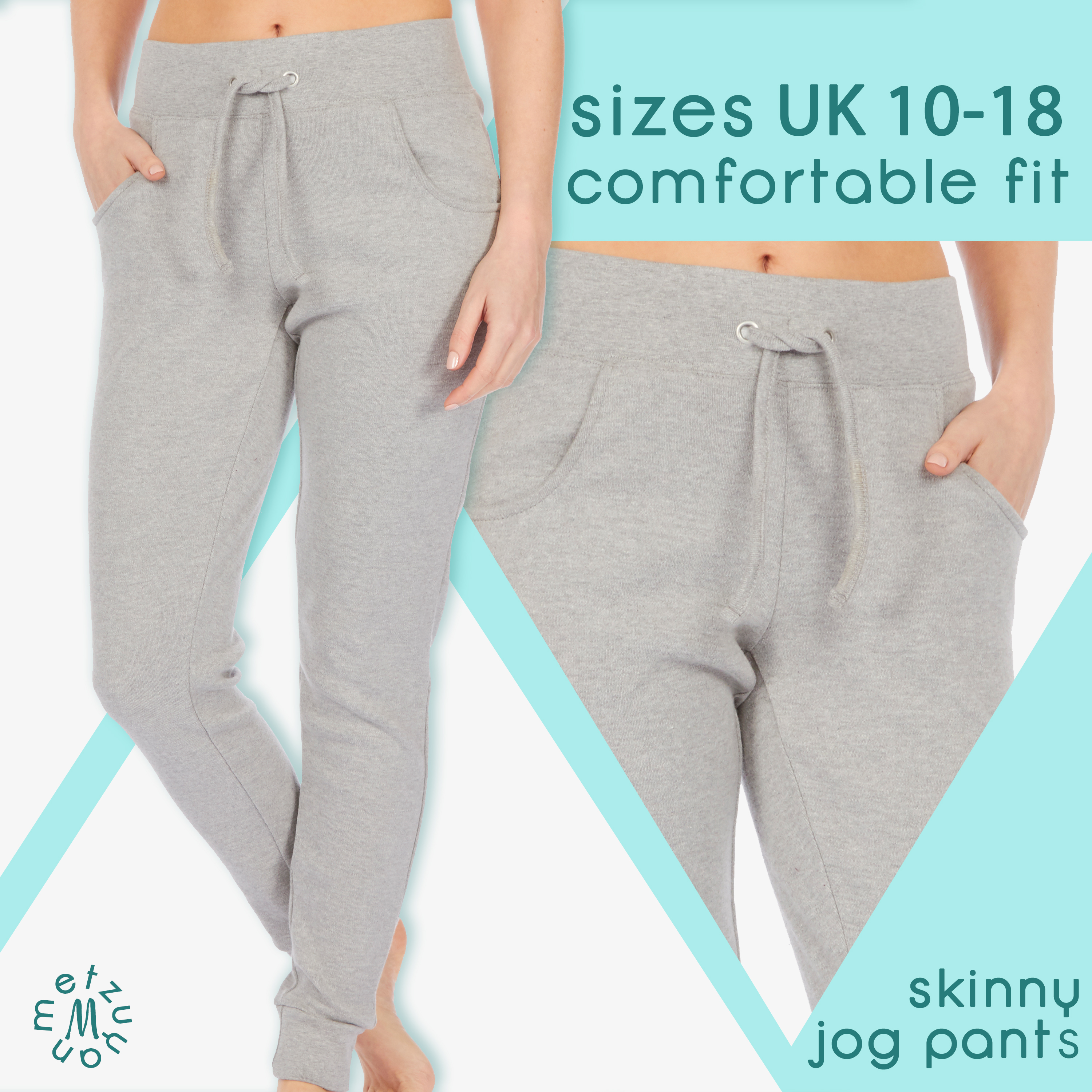 Ladies Jogging Bottoms Size 10 12 14 16 18 Cotton Skinny Jog Pants  Sweatpants UK
