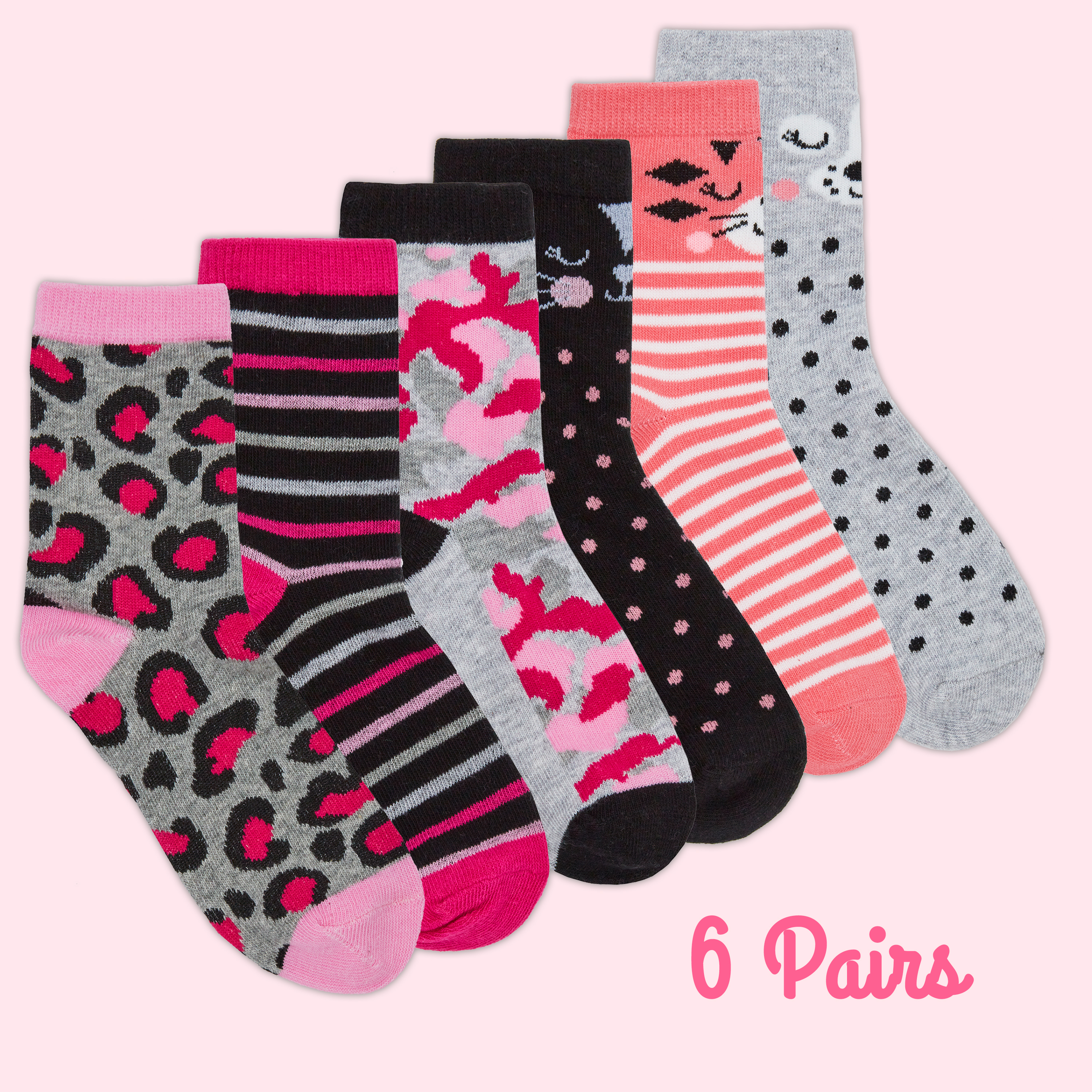 Girls/Kids 3-12 Socks Pair Pack COTTON RICH EVERYDAY Casual School Design Animal MULTIPACK Novelty Fun Character 6-8.5 9-12 12.5-3.5 
