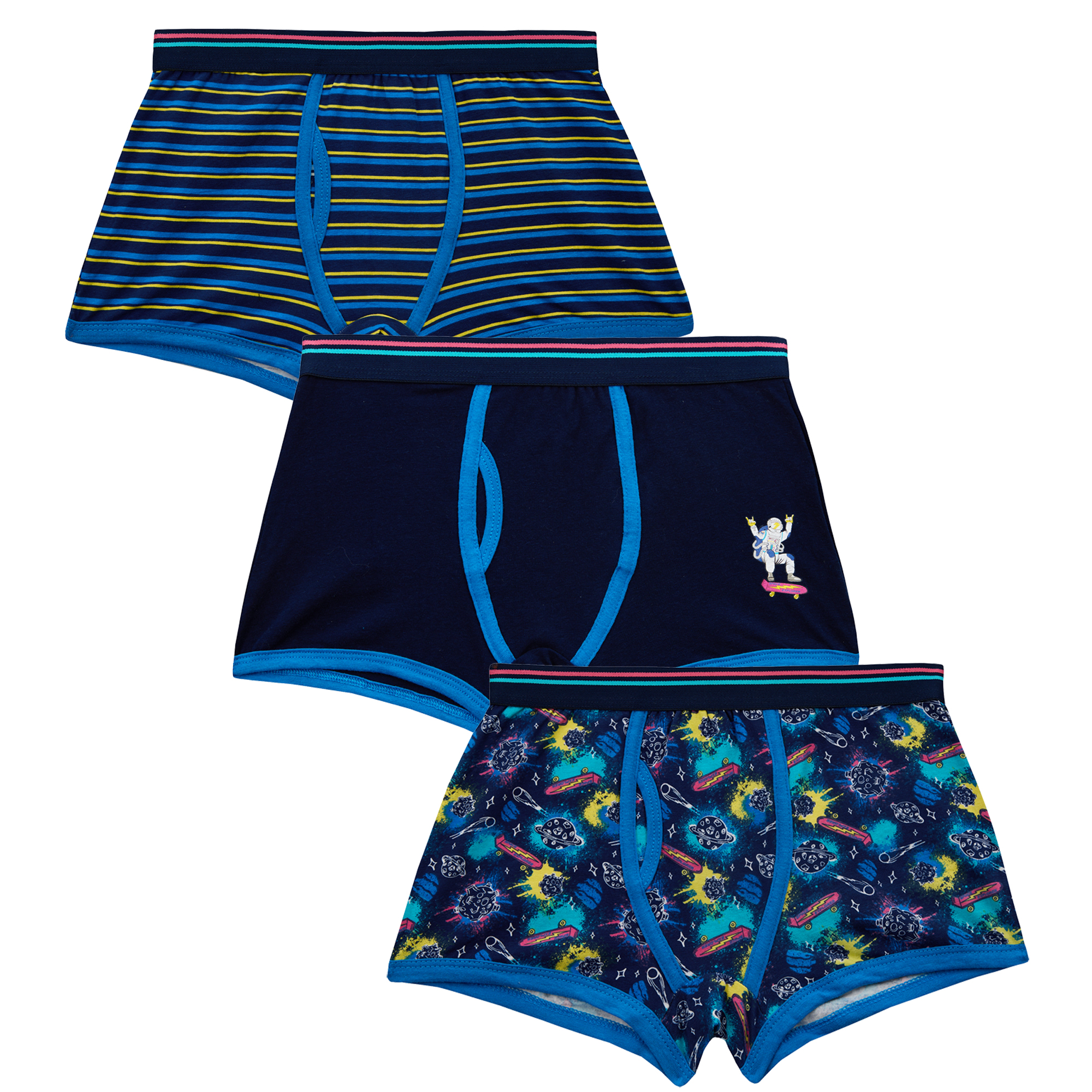 Kids Boys 3 Pairs Underwear Trunks Cotton Rich Boxer Pants Camo Space 7-13 Years - Picture 5 of 19