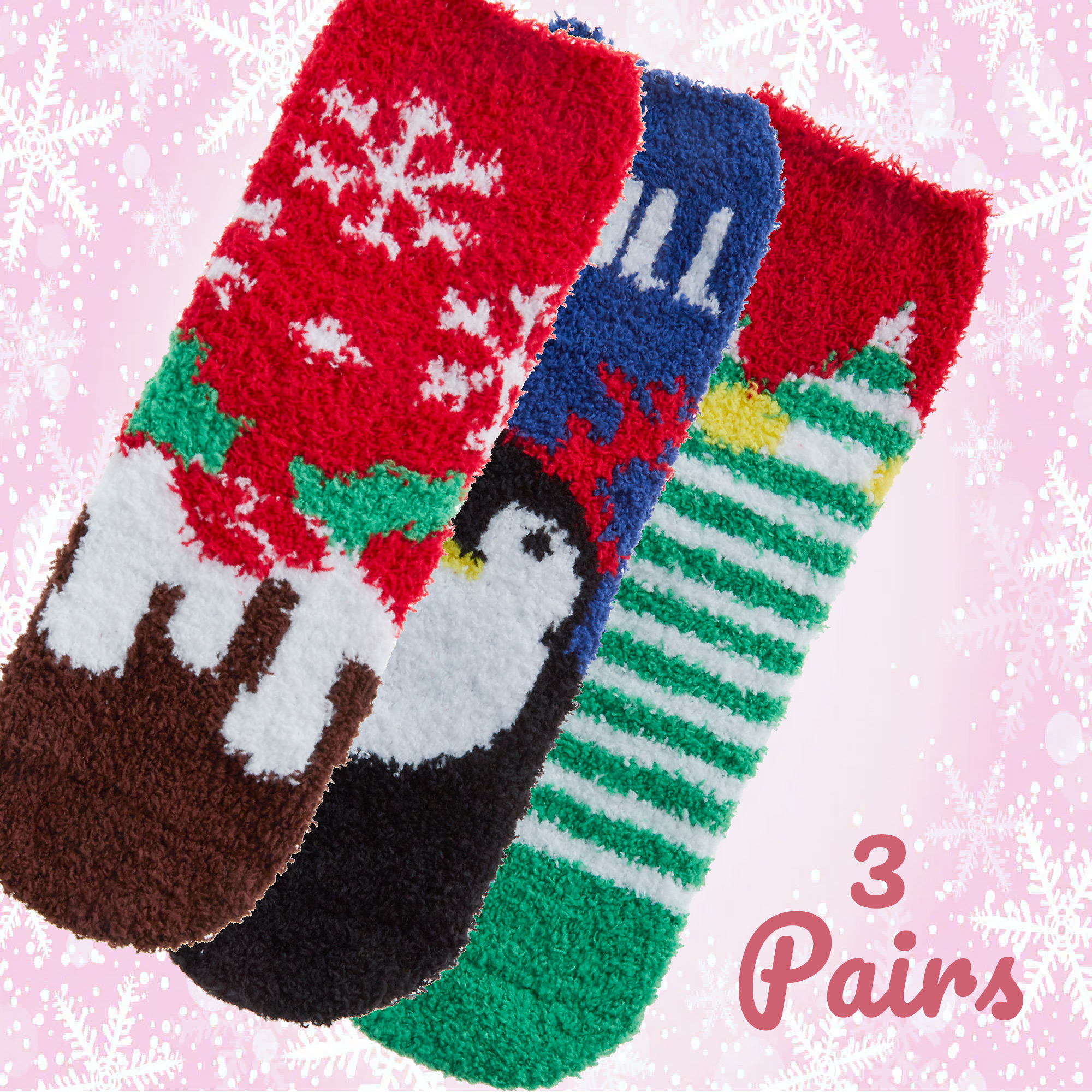 Kids Boys Girls Unisex Thermal Fluffy Bed Winter Socks Non Slip Christmas Print - Picture 3 of 18
