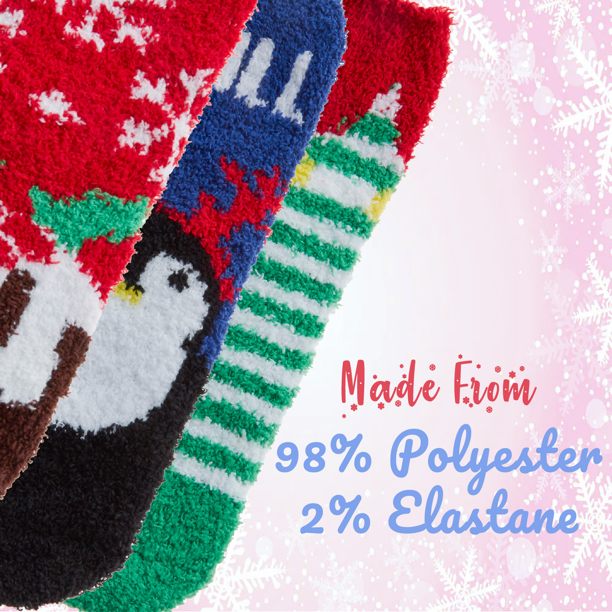 Kids Boys Girls Unisex Thermal Fluffy Bed Winter Socks Non Slip Christmas Print - Picture 6 of 18