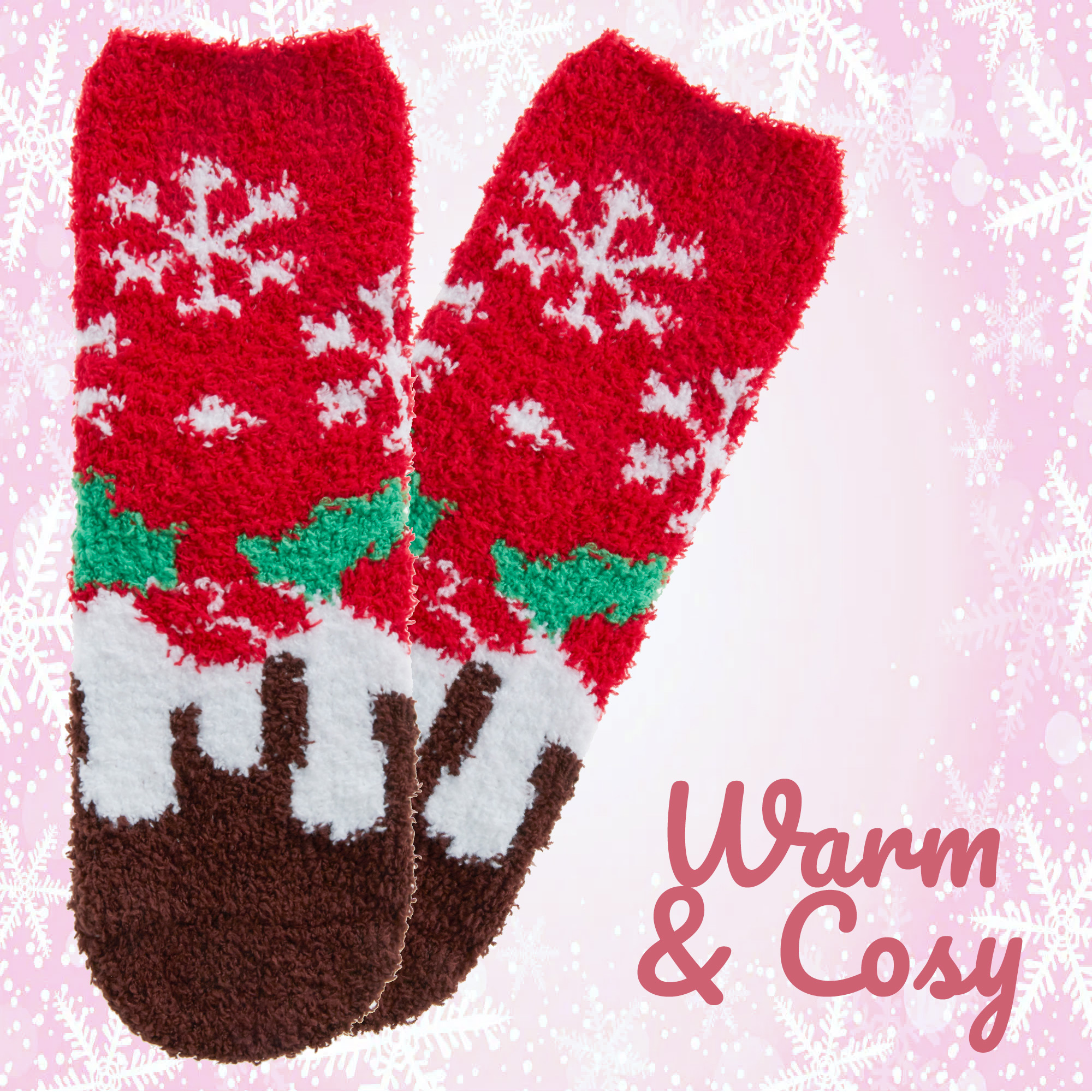 Kids Boys Girls Unisex Thermal Fluffy Bed Winter Socks Non Slip Christmas Print - Picture 11 of 18