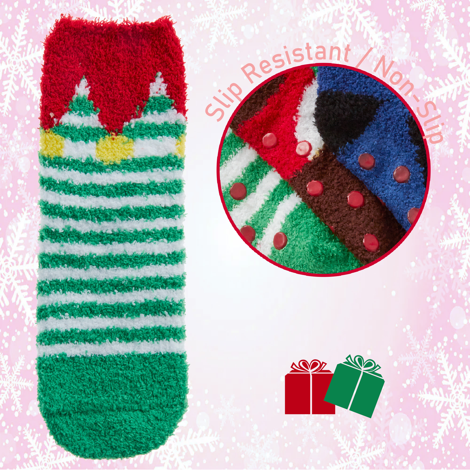 Kids Boys Girls Unisex Thermal Fluffy Bed Winter Socks Non Slip Christmas Print - Picture 9 of 18
