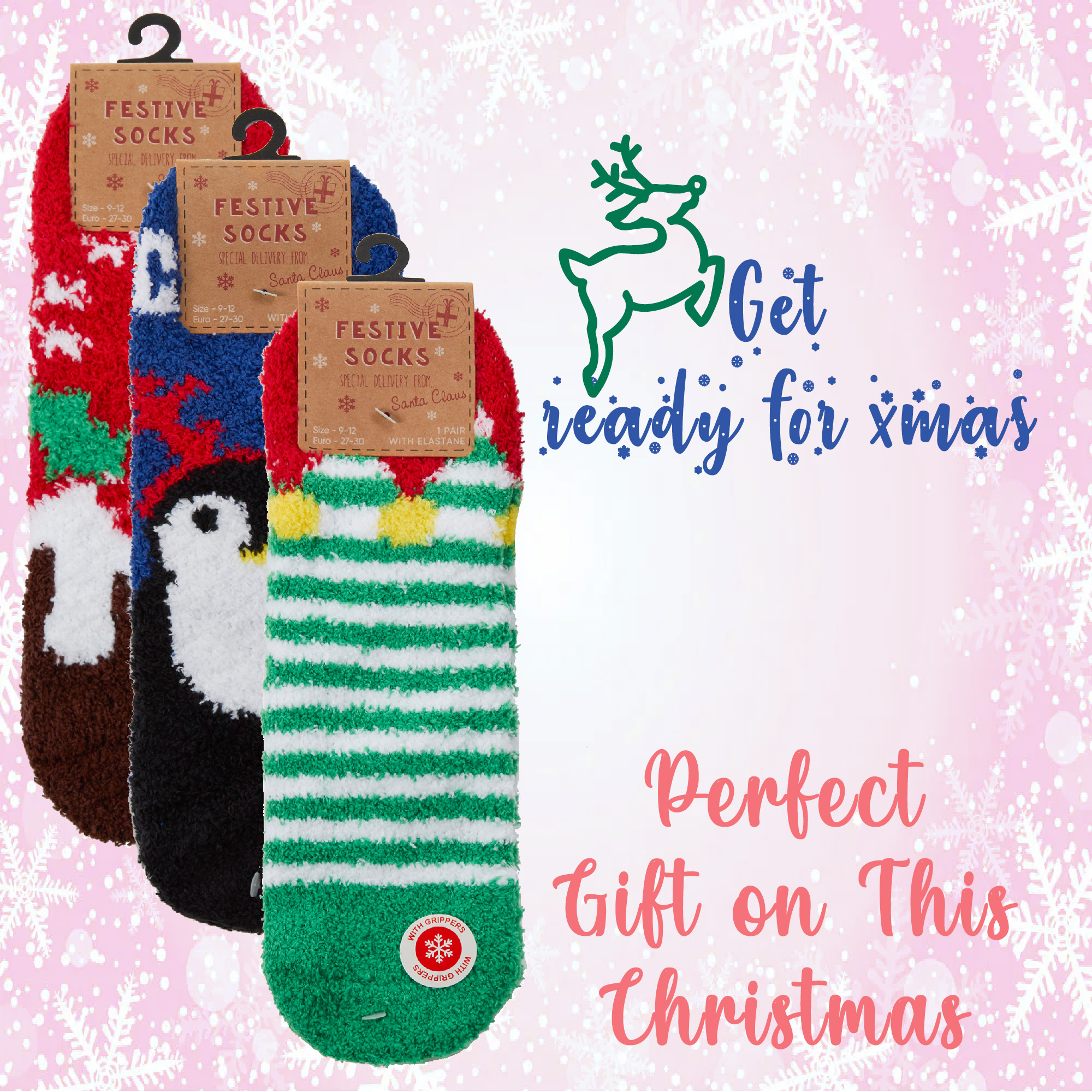 Kids Boys Girls Unisex Thermal Fluffy Bed Winter Socks Non Slip Christmas Print - Picture 4 of 18