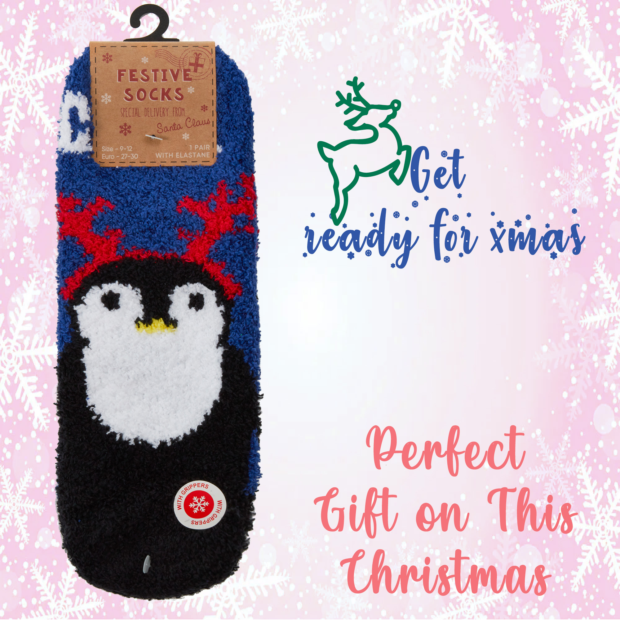 Kids Boys Girls Unisex Thermal Fluffy Bed Winter Socks Non Slip Christmas Print - Picture 16 of 18