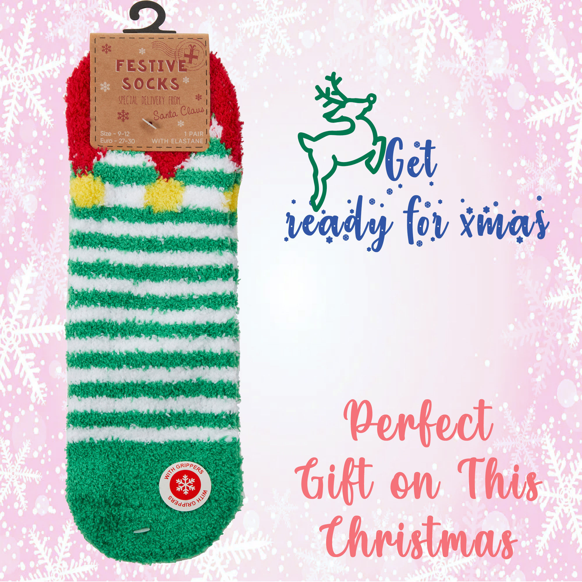Kids Boys Girls Unisex Thermal Fluffy Bed Winter Socks Non Slip Christmas Print - Picture 8 of 18